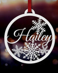 Personalised Custom Name Christmas Snowy Baubles, Wooden/ Acrylic Hanging Tree Merry Xmas, New Year Ornament, Decoration Housewarming Gift