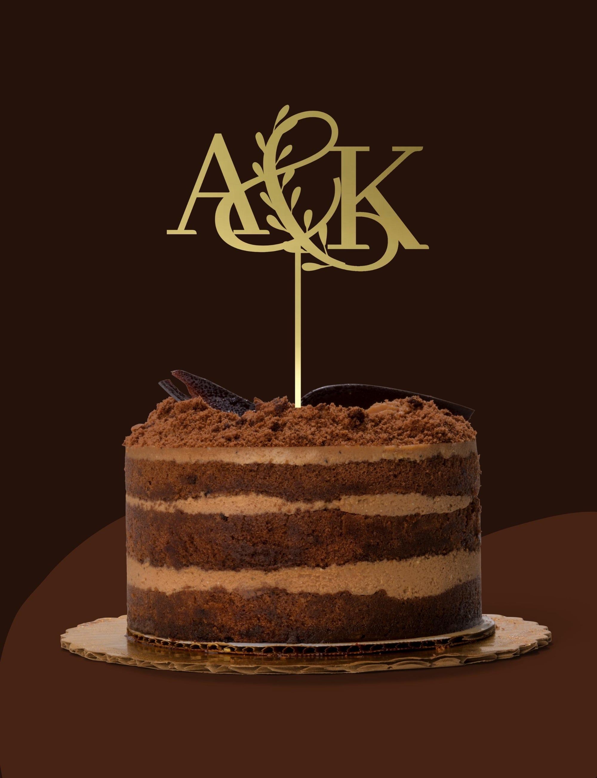 Personalised MDF/ Mirror Acrylic Wedding Cake Topper, Custom Initial Join Last Name Leaf Circle Sign, Bridal, Groom Hens Event Party Supply Decor Toppers