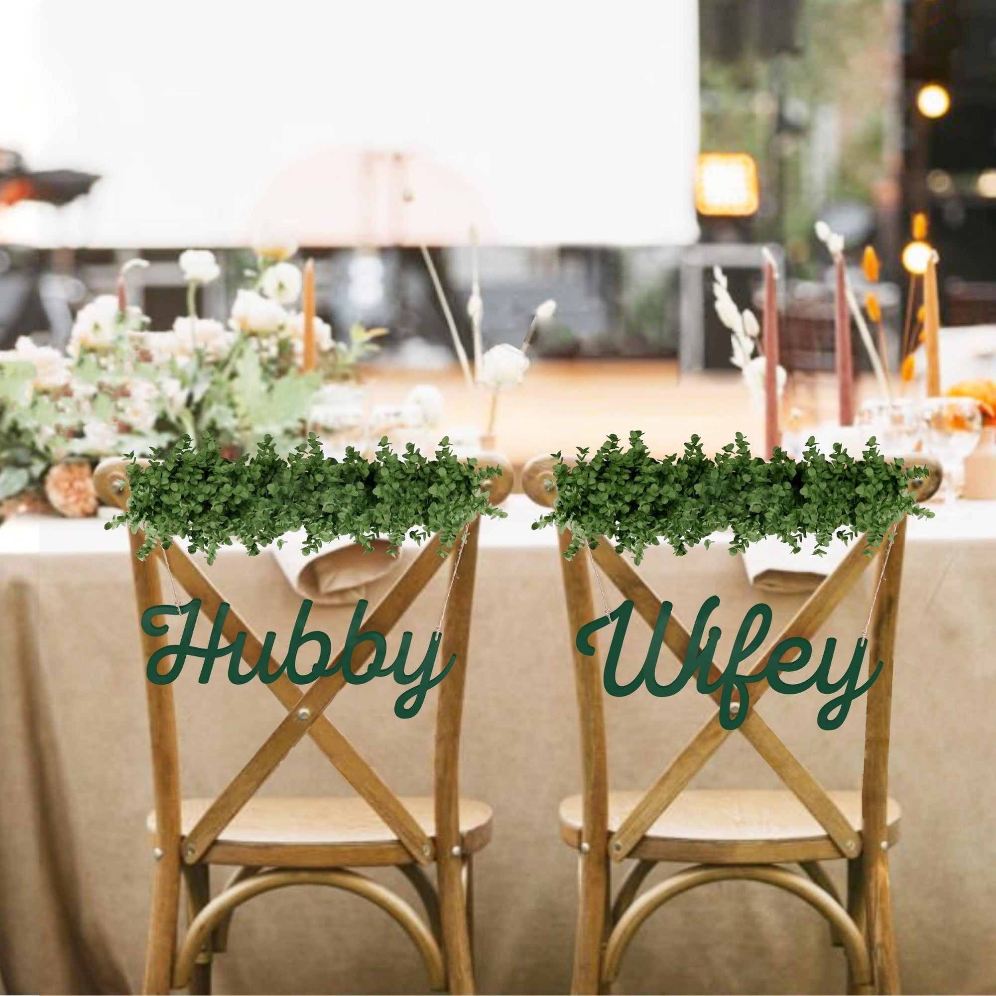 Personalised Reception Wedding Letters Chair Sign Set Decor, Custom Matching Pair Couple Name Signage, Mr Mrs, Groom Bride, Hubby Wifey Hoop