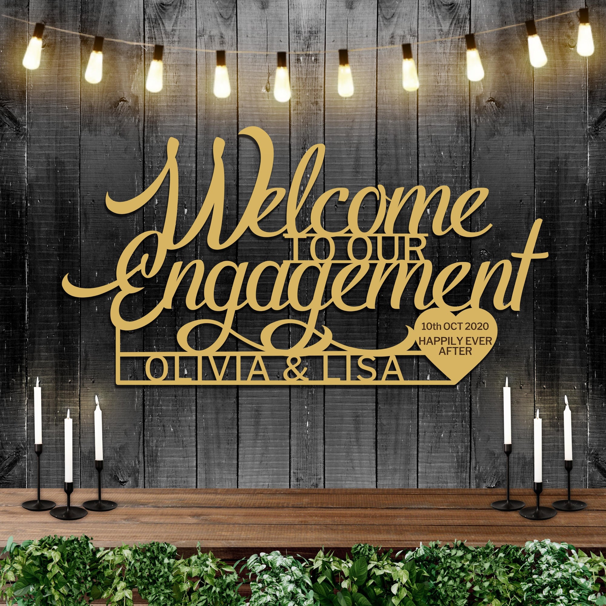 Custom Wooden/ Acrylic Welcome To Our Engagement Sign, Personalised Name &amp; Date Wedding Signage, Hedge Photo Prop, Event Wall Hoop, Bridal Shower, Anniversary, Stag Hens Party, Birthday Backdrop Decor