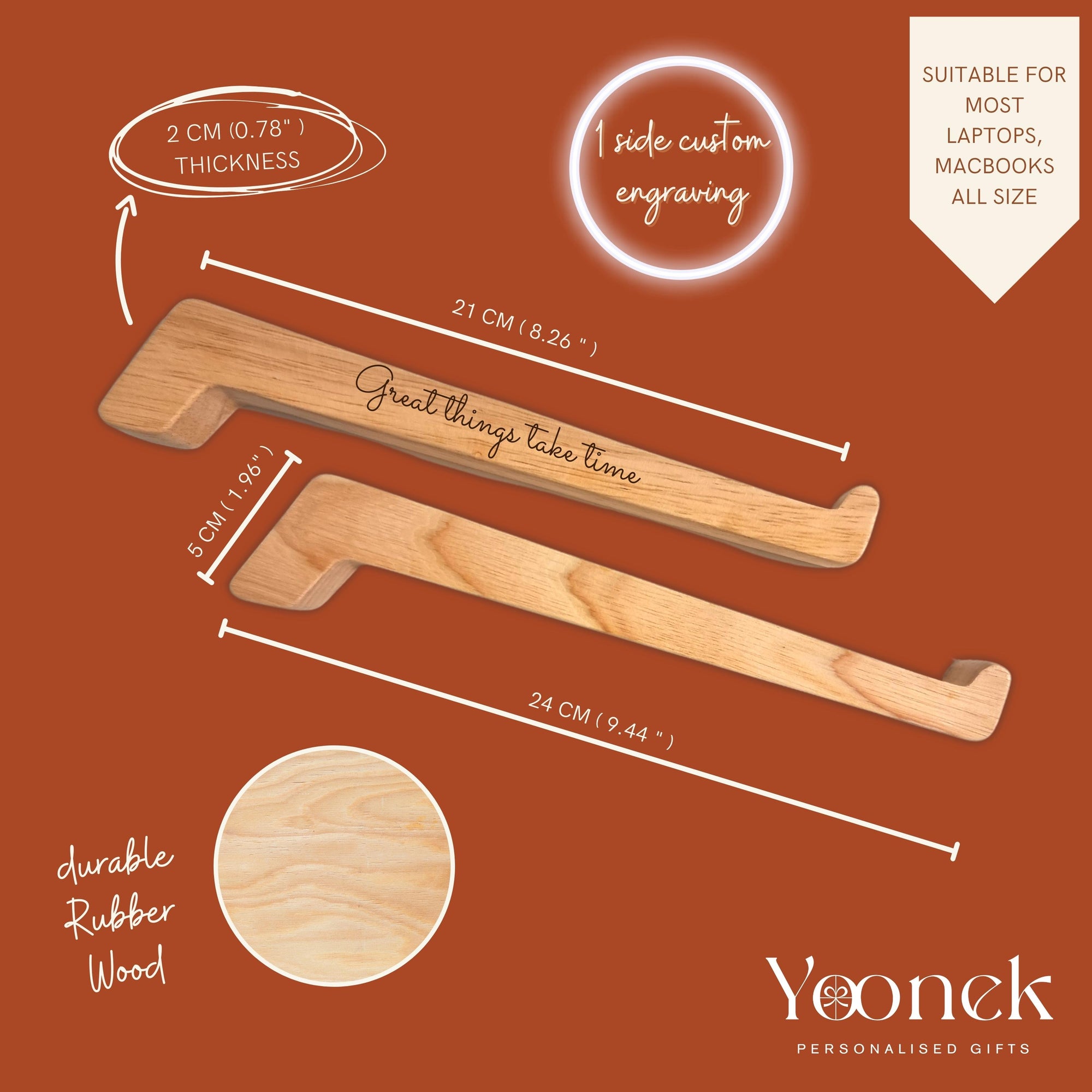 Personalised Portable Wooden Laptop Riser/ Notebook, Macbook Wood Stand Holder / Custom Engraved Office Desk Organiser/ Work From Home/ Gift 13 inch