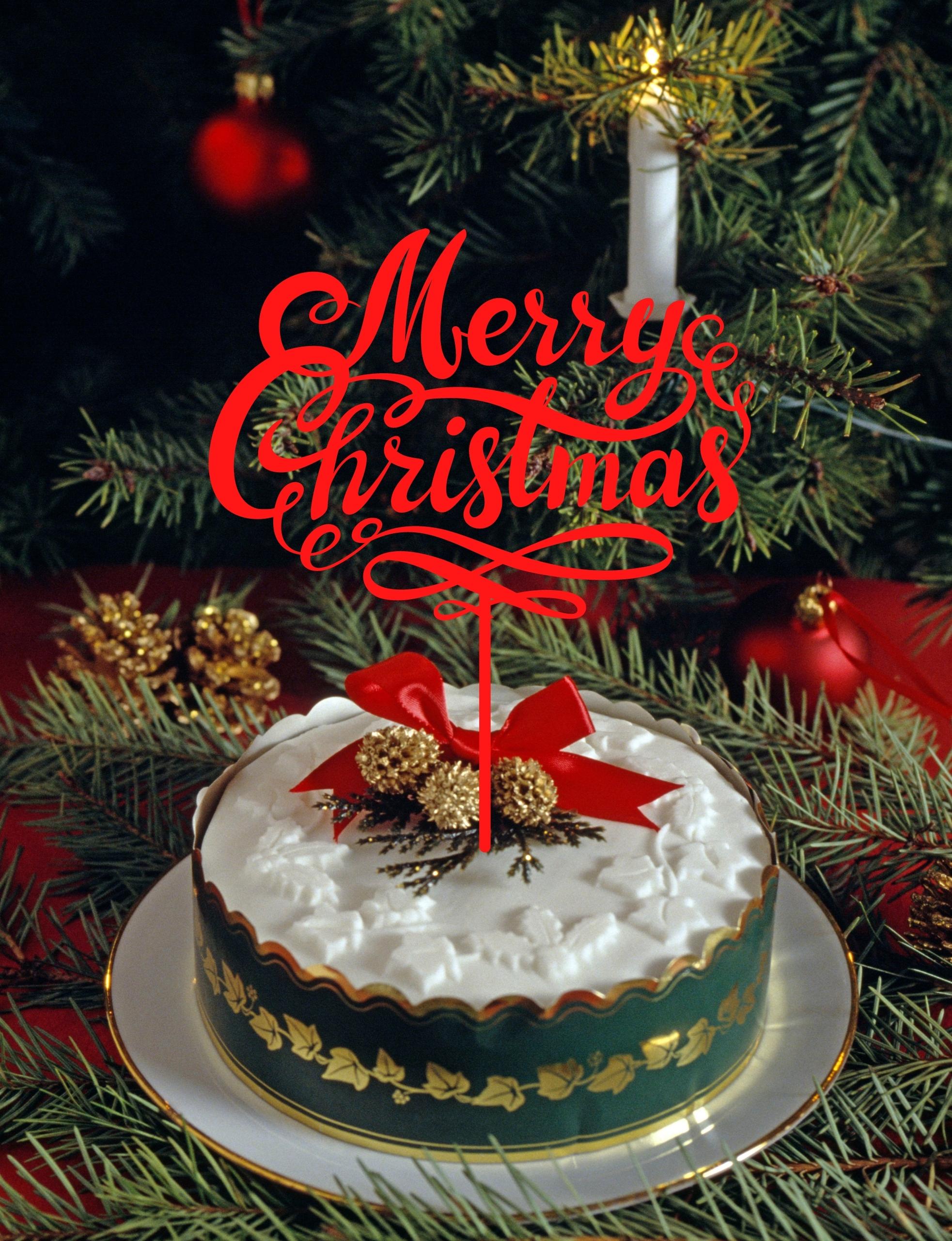 Merry Christmas Cake Topper, Personalised Custom MDF/ Mirror Acrylic Xmas Cake Decoration, Happy New Year Toppers, Event Party Supply Decor