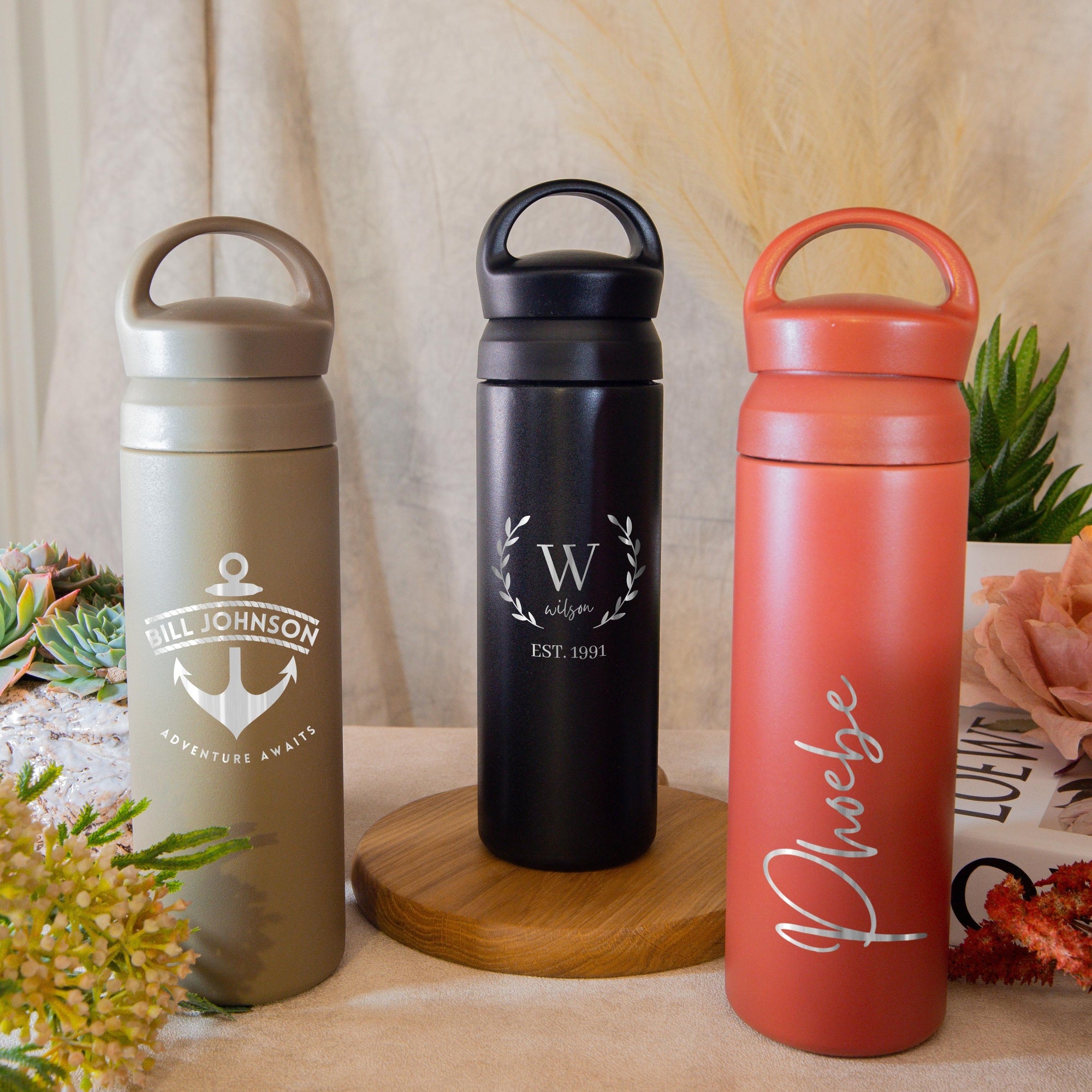 Personalised Engraved Stainless Steel Insulated Water Bottle, Laser Custom Logo,  Eco Friendly Coffee Tea Cup, Travel Thermal Drink, Corporate Birthday Teacher Gift, Insulation Portable Vacuum Flasks &amp; Thermoses