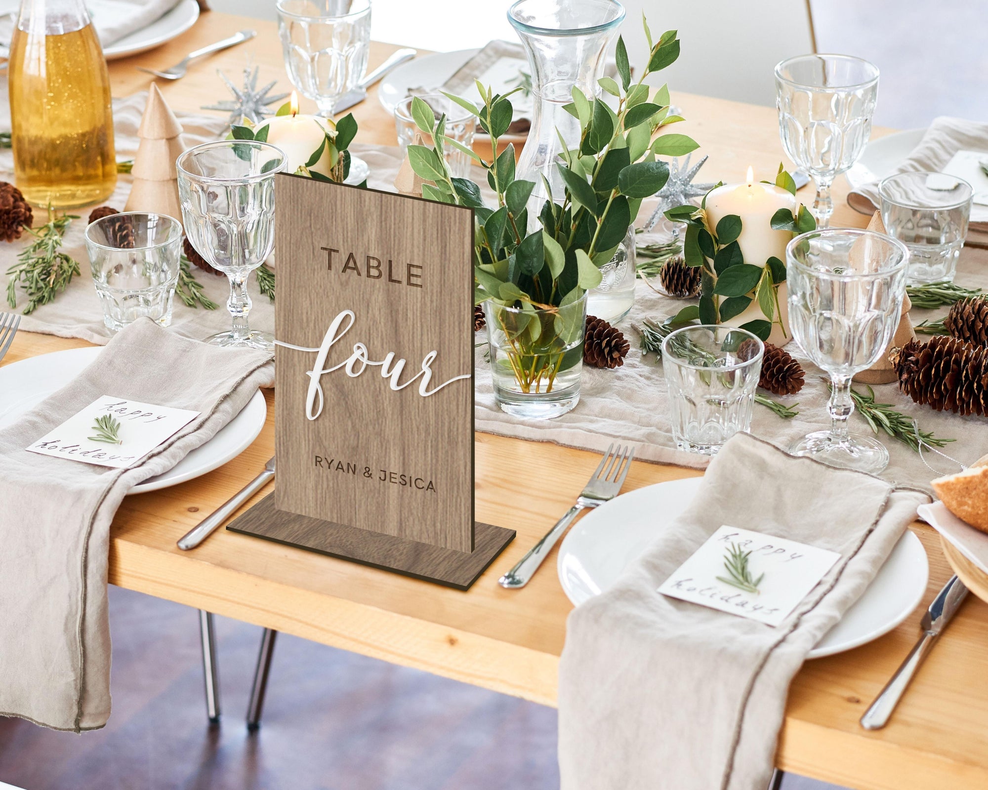 Personalised Engraving & 3D Raised Wooden Laminated Plywood Wedding Table Number, Custom Tables Plaque, Wedding Decor Ceremony Event Signs