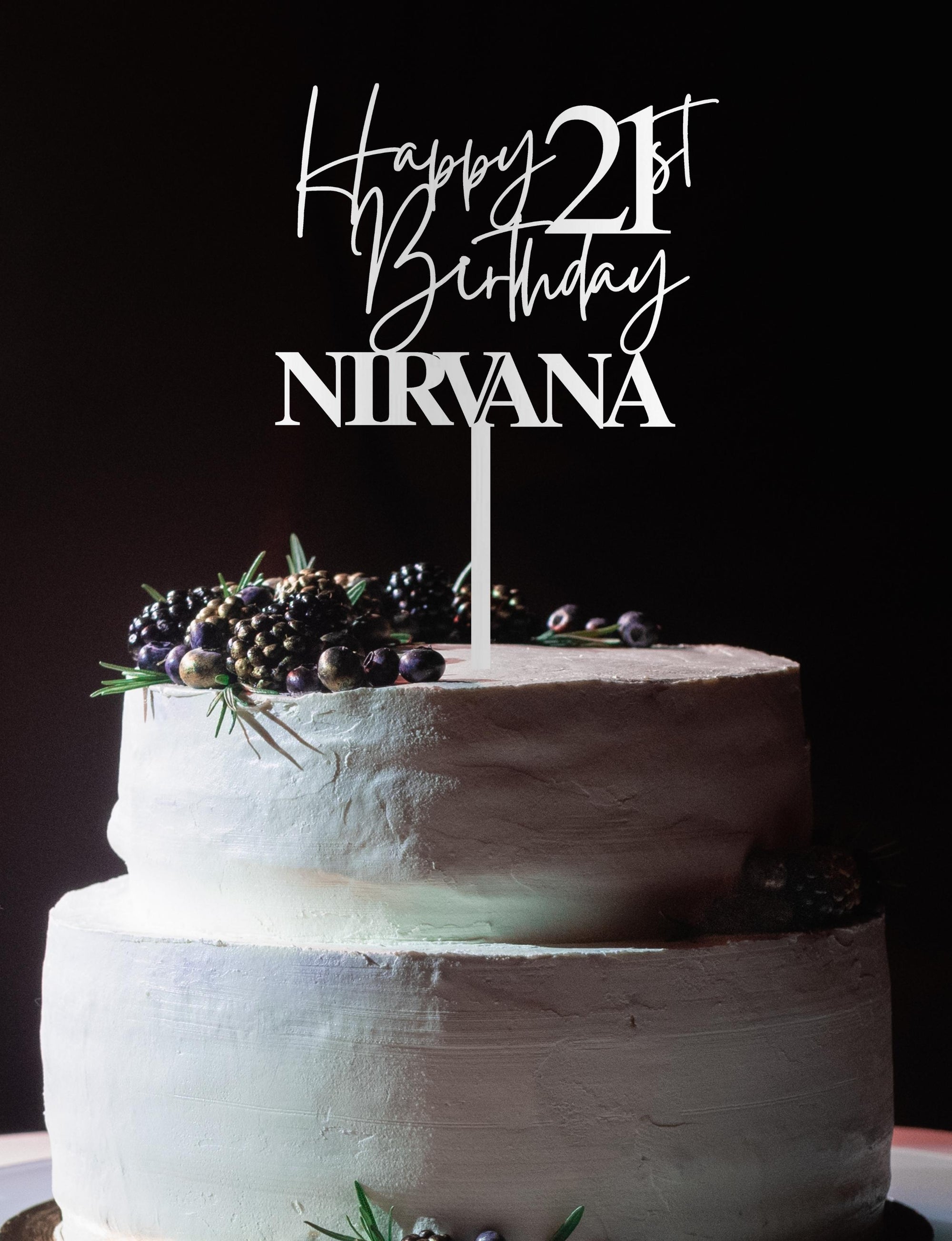 Personalised Happy Birthday MDF/ Mirror Acrylic Cake Topper, Custom Cut Out Joint Name &amp; Age, Wedding/ Celebration/ Event Party Decor Supply Toppers