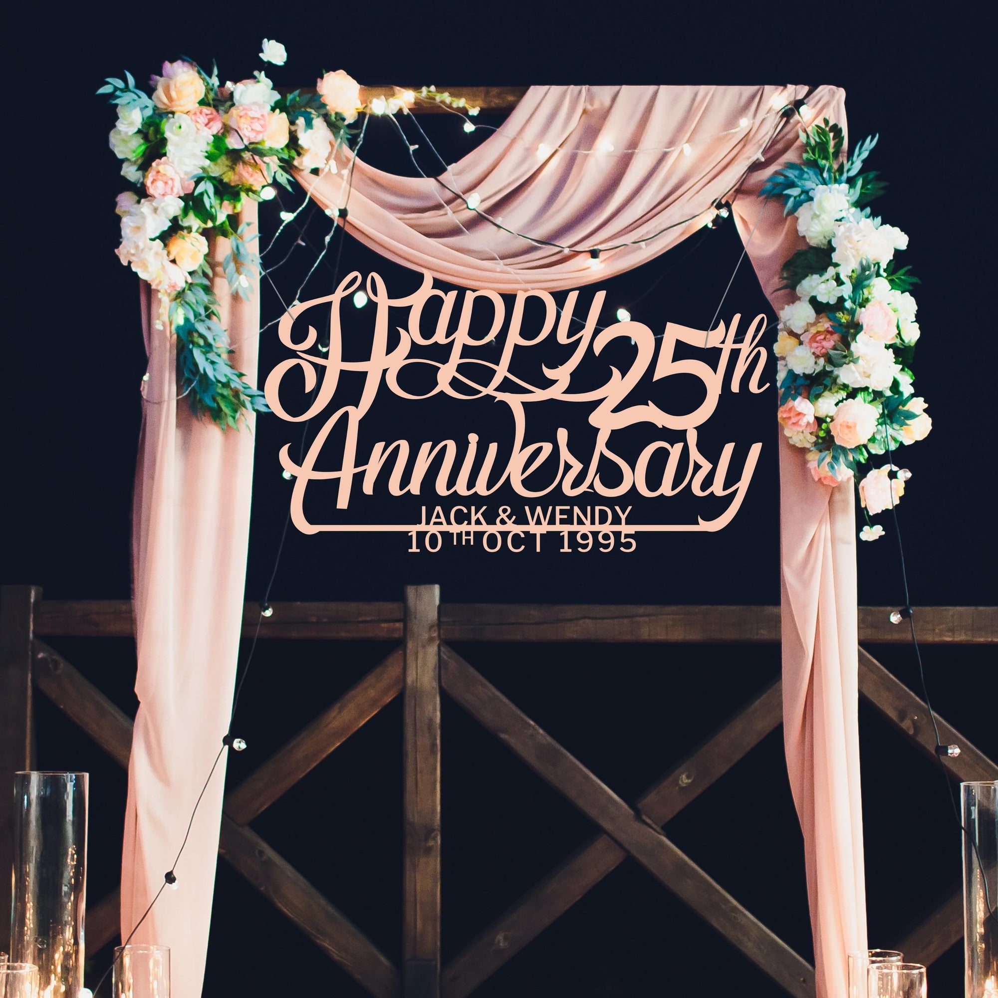 Custom Wooden/ Acrylic Happy Anniversary Sign, Personalised Name &amp; Date Wedding Signage, Hedge Photo Prop, Event Wall Hoop, Bridal Shower, Engagement, Stag Party, Birthday Backdrop Decor