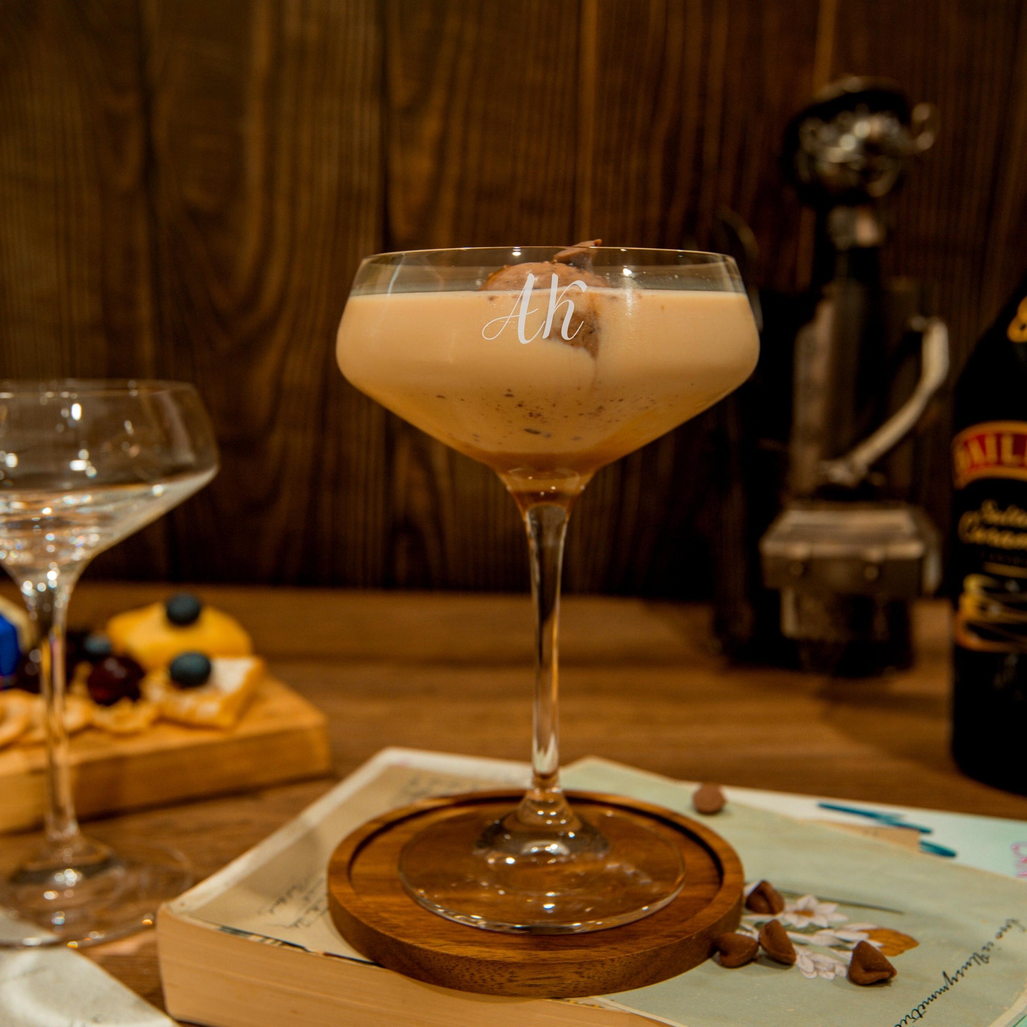 Engraved 330ml Champagne - Italian Crystal Coupe Glass, Personalised Custom Monogram Glassware, Housewarming Groomsmen Bridal Wedding Corporate Gift