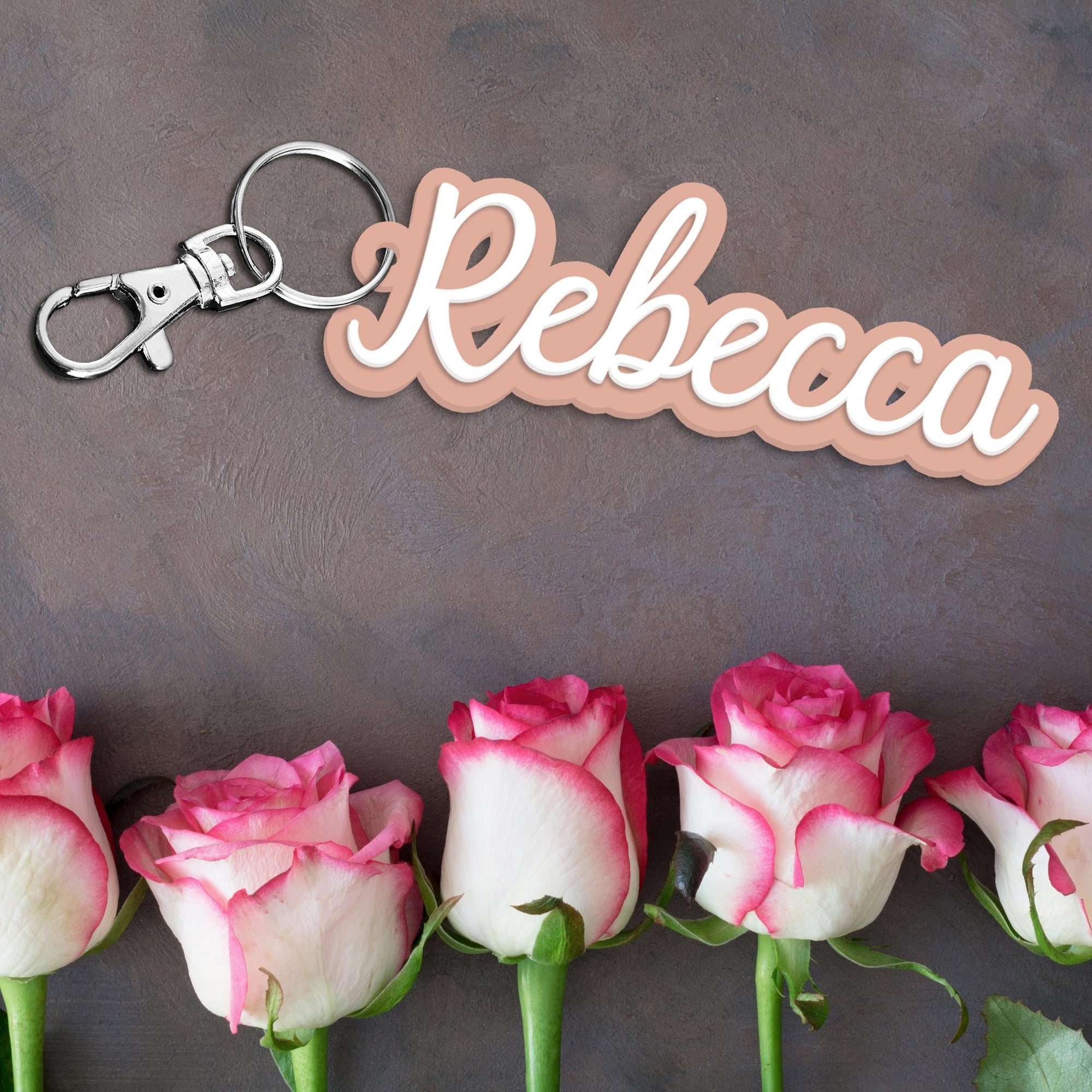Custom Acrylic 3D Double Layered School Bag Name Tag,  Personalised Script Seating Place Names Key Ring/ Key Chain, Teacher/ Christmas Gift/ Wedding Favour