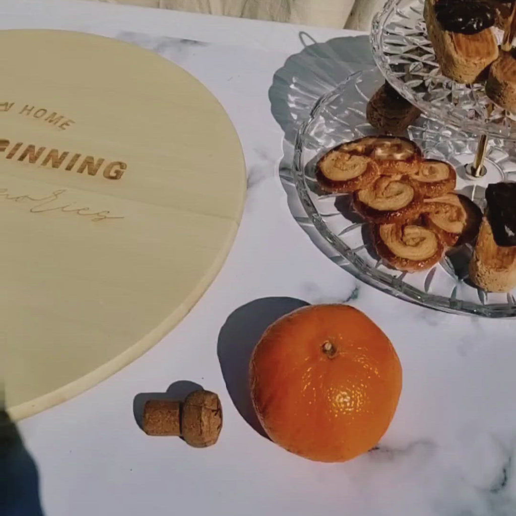 Custom Engraved Solid Wood Lazy Susan Tray, Cheese Charcuterie Serving Round Spin Board, Personalised Timber Pantry Organiser, Housewarming Gift