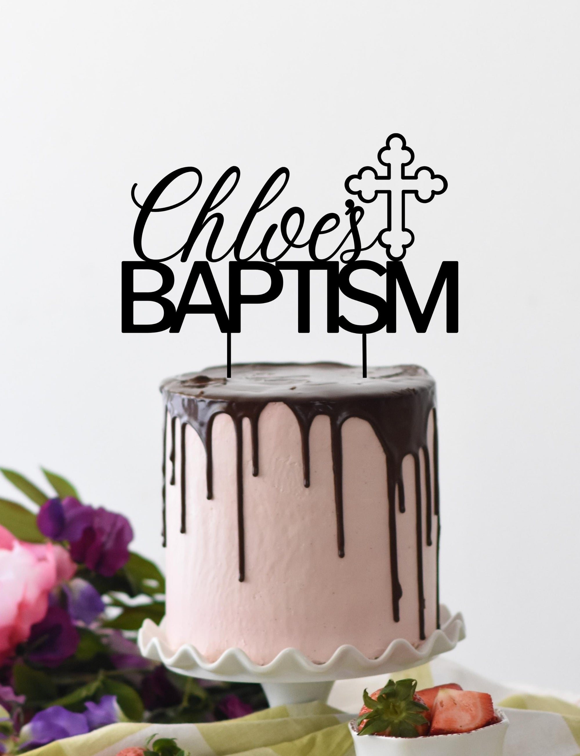Personalised Baptism MDF/ Mirror Acrylic Cake Topper, Custom Cut Out Joint Name Birthday/ Wedding/ Celebration/ Event Party Decor Supply Toppers