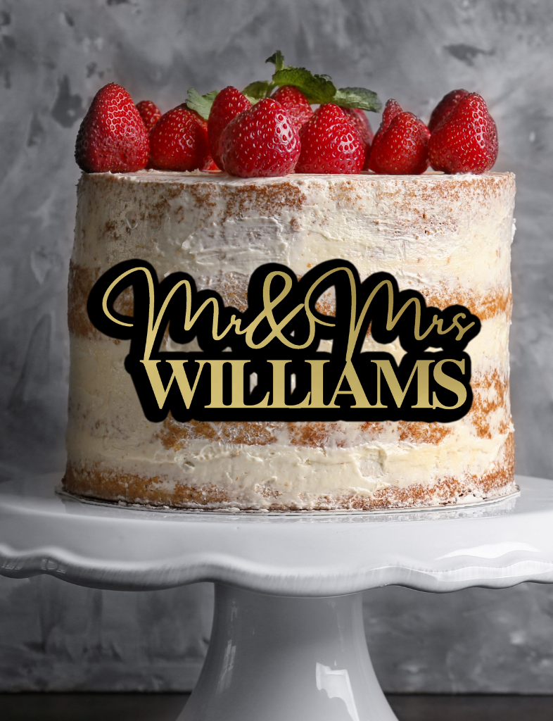 Custom 3D Acrylic Double Layered Mr &amp; Mrs - Wedding Cake Plaque/ Front Topper