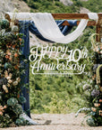 Custom Wooden/ Acrylic Happy Anniversary Sign, Personalised Name & Date Wedding Signage, Hedge Photo Prop, Event Wall Hoop, Bridal Shower, Engagement, Stag Party, Birthday Backdrop Decor