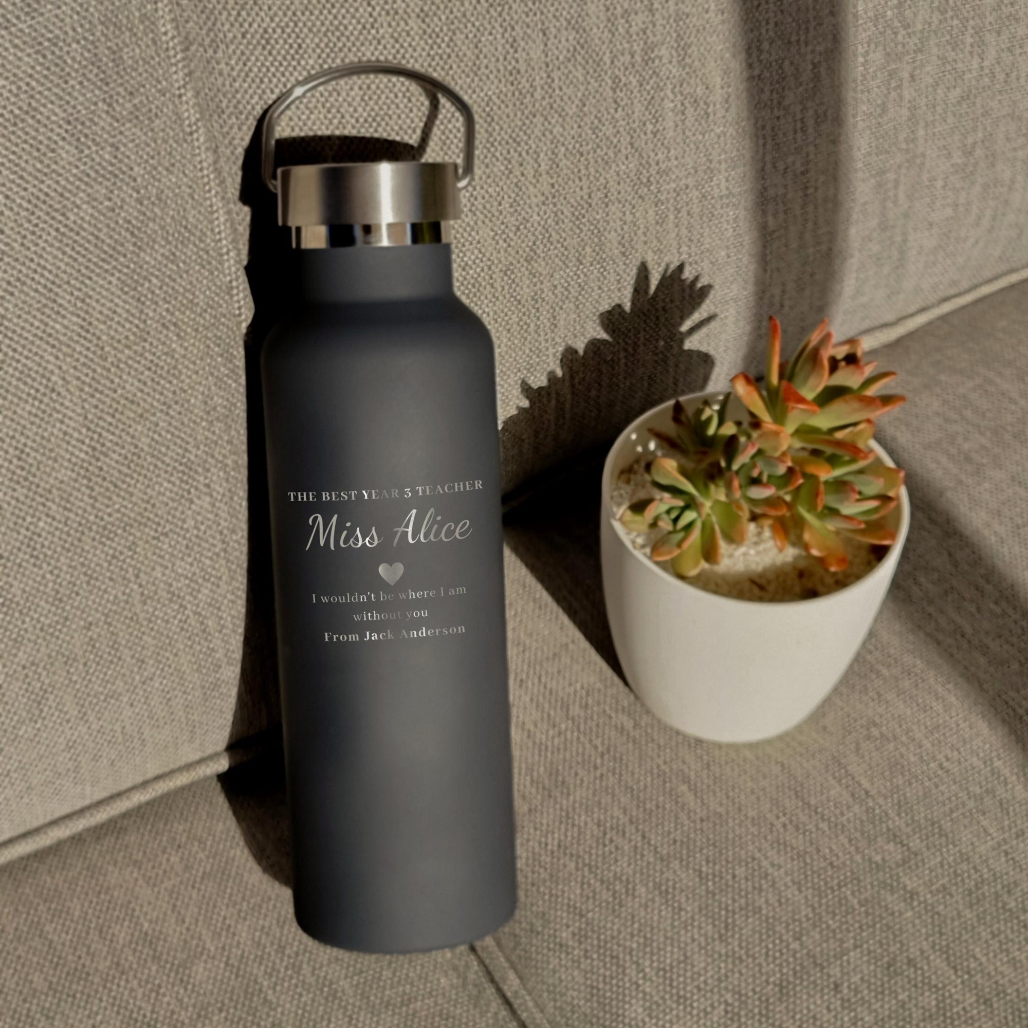 Personalised Engraved Stainless Steel Insulated Water Bottle, Laser Cut Custom Logo, Travel Thermal Drink, Corporate Birthday Teacher Gift