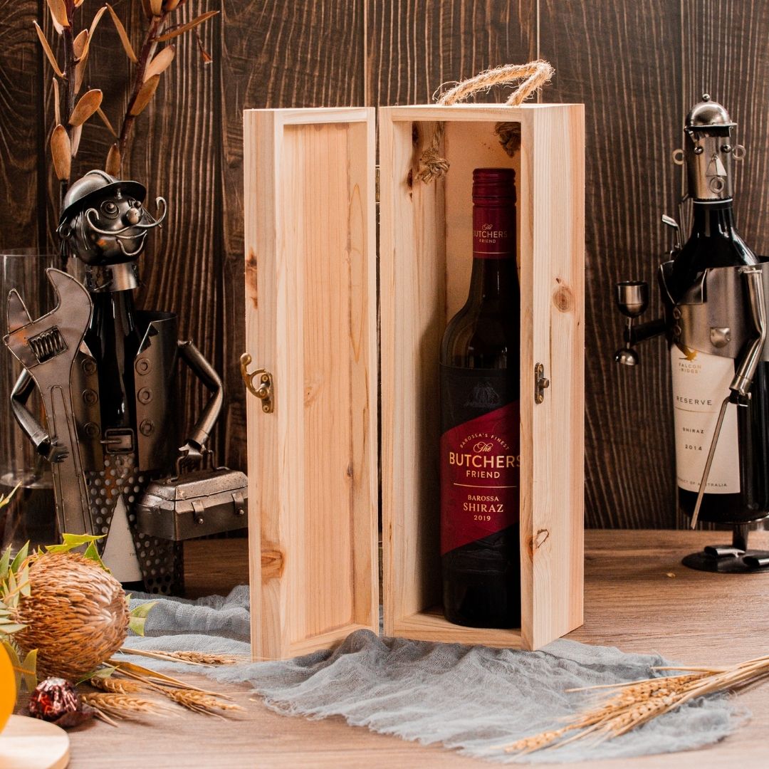 Personalised Rustic Pine Wooded Wine Box Gift, Engraved Custom Housewarming/ Birthday Champagne Present Box, Wedding Bridesmaid/ Groomsman, Thank You God Parents Favour, Mother&#39;s, Father&#39;s Day