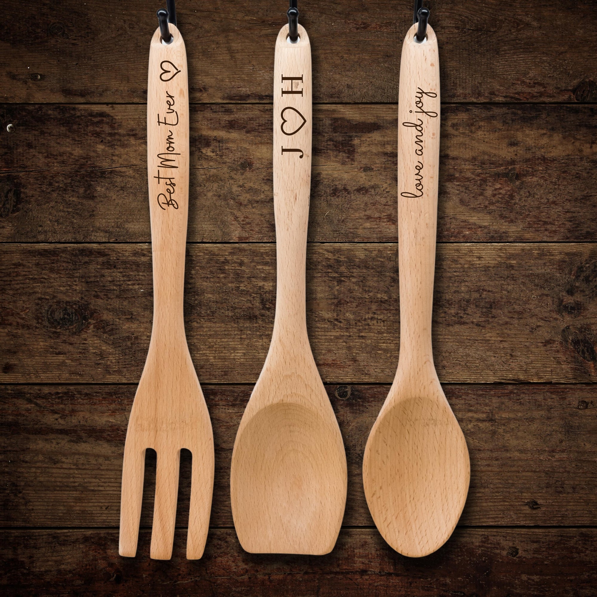 Personalised Wooden Mixing Spoon, Custom Laser Engraved Timber Spatulas Utensils Cooking, Wedding/ Bridal Shower/ Birthday Anniversary Gift
