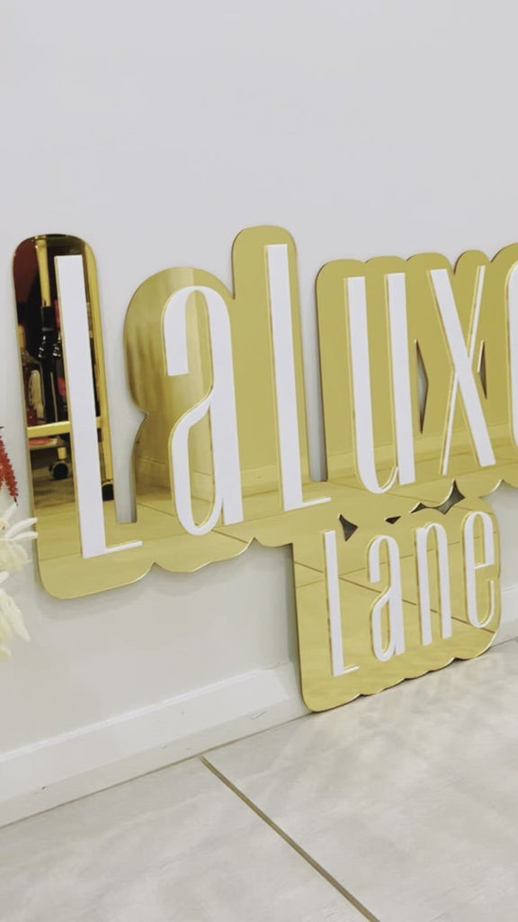 Custom Acrylic 3D Double Layered Business Logo Sign, Personalised Rose/ Gold Mirror Names, Coffee, Retail, Spa, Eyelash Signage 