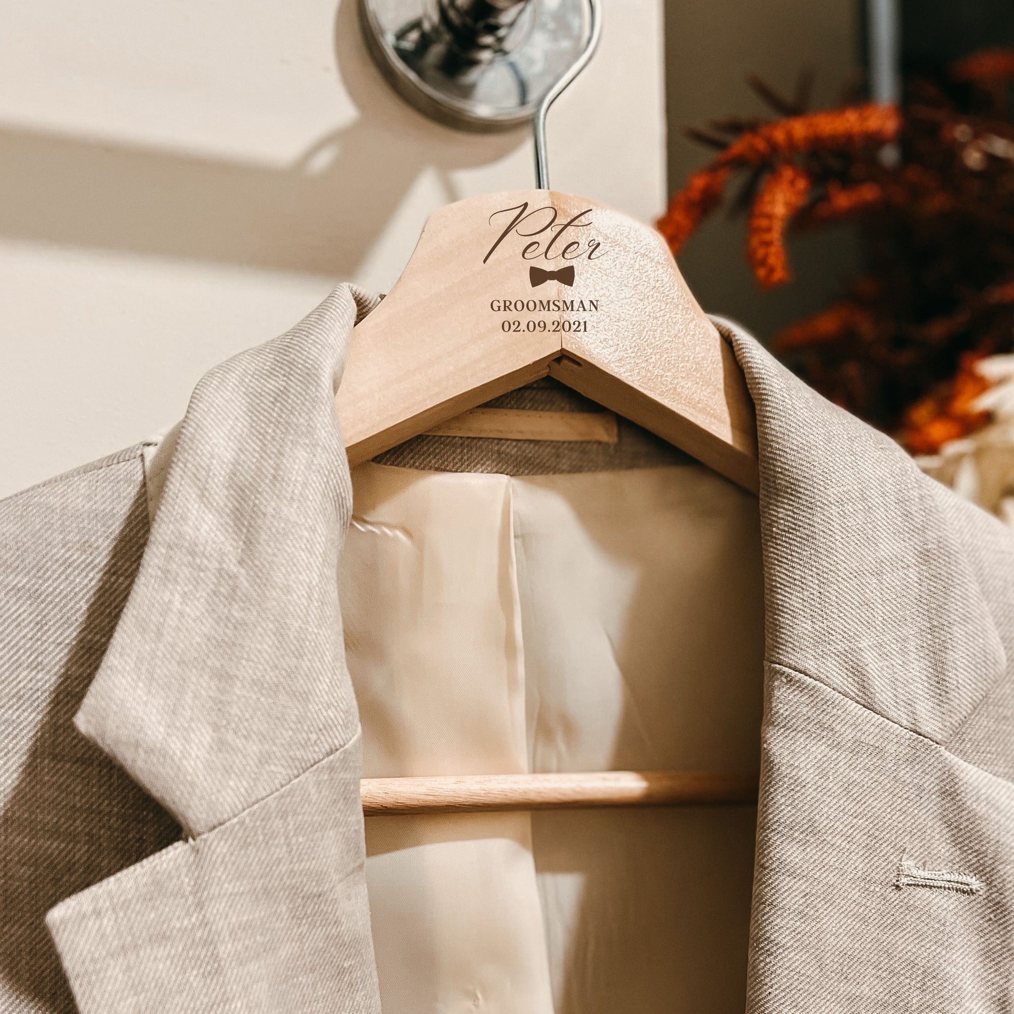 Personalised Wooden Heavy Coat Hanger, Gift for Mom/ Dad/ Grandma/ Grandpa/ Him/ Her, Custom Engraved Wedding/ Bridal/ Groom Mothers/ Fathers Day