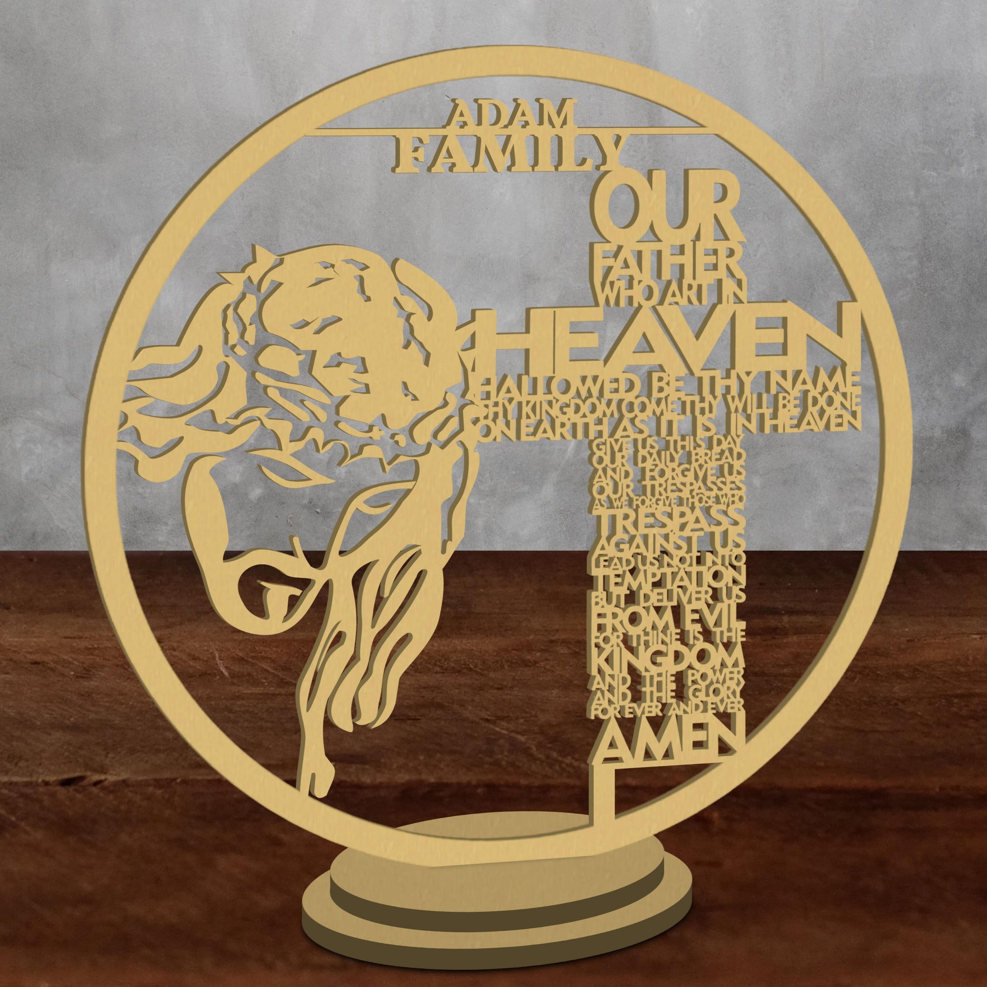 Custom Wooden/ Acrylic Our Father Lords Cross Jesus Chris Table Sign, Lord Prayer Signage Plaque, Housewarming, Easter, Christenings, New Born Gift