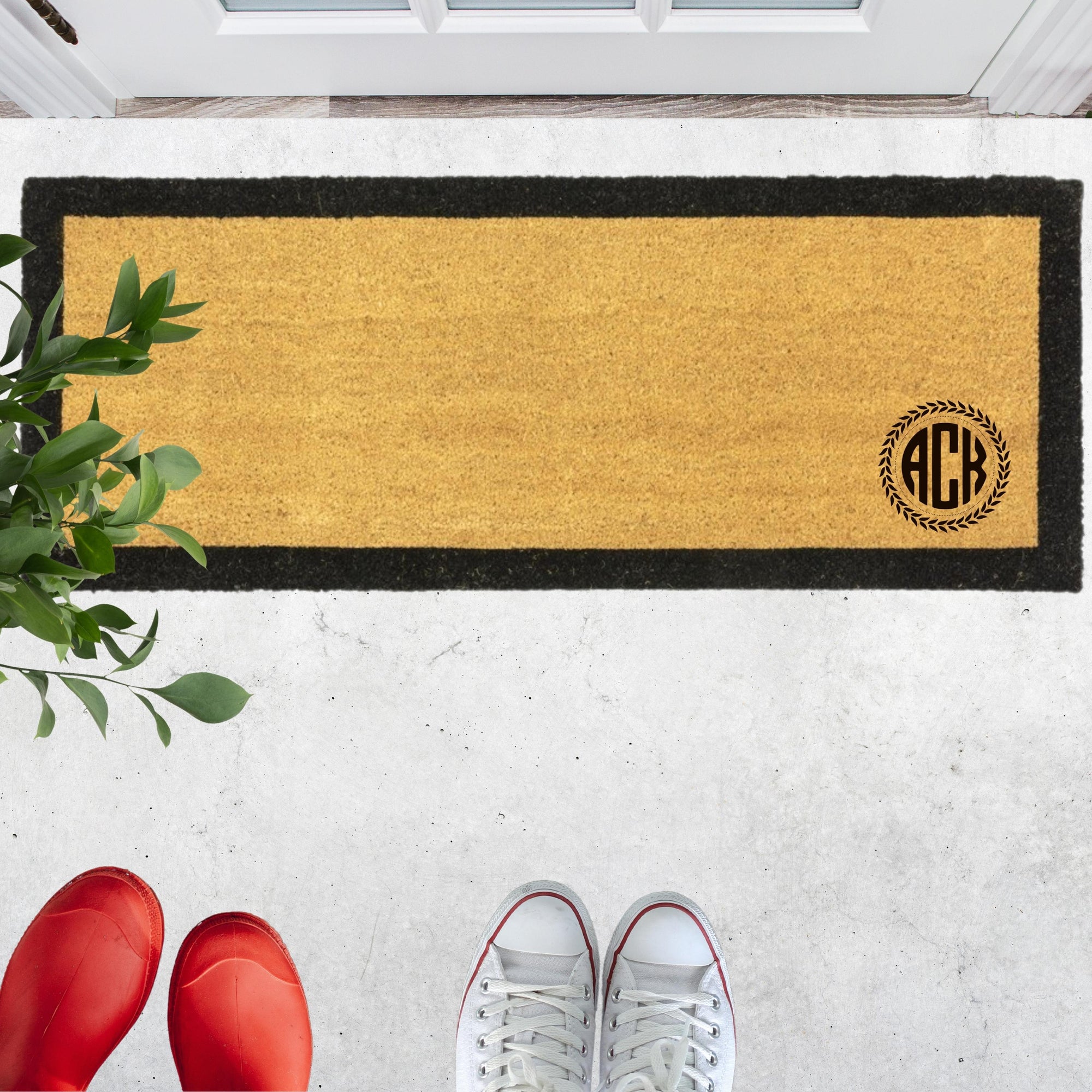 Customised Engraving Black Border Doormat, Personalised Initial/ Couple/ Family/ Welcome Entry Outdoor Coir Mat, House Warming/ Wedding Gift