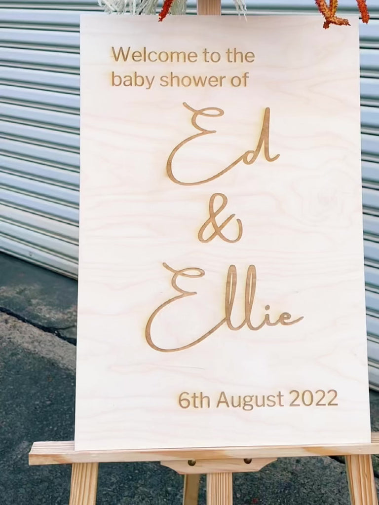 Custom Timber Wedding Welcome Sign, Personalised Rustic/ Vintage/  Boho, Country Hippie style Wooden Names, Ceremony/ Event/ Engagement/ Bridal Shower/ Birthday Signage on Easel