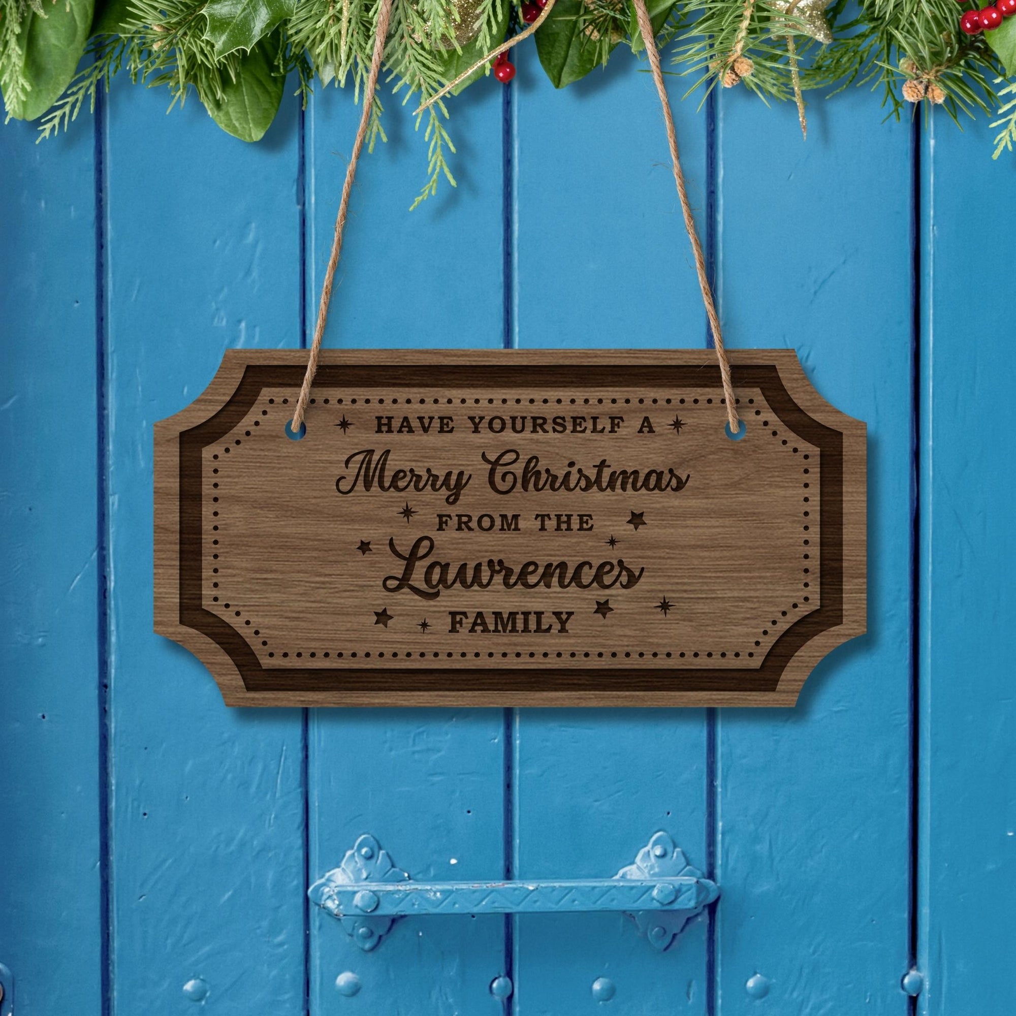 Custom Wooden Engraved Merry Christmas House Front Door Sign, Personalised Timber Noel/ Santa Welcome Home Signage, Wall Hanging New Year Xmas Decoration