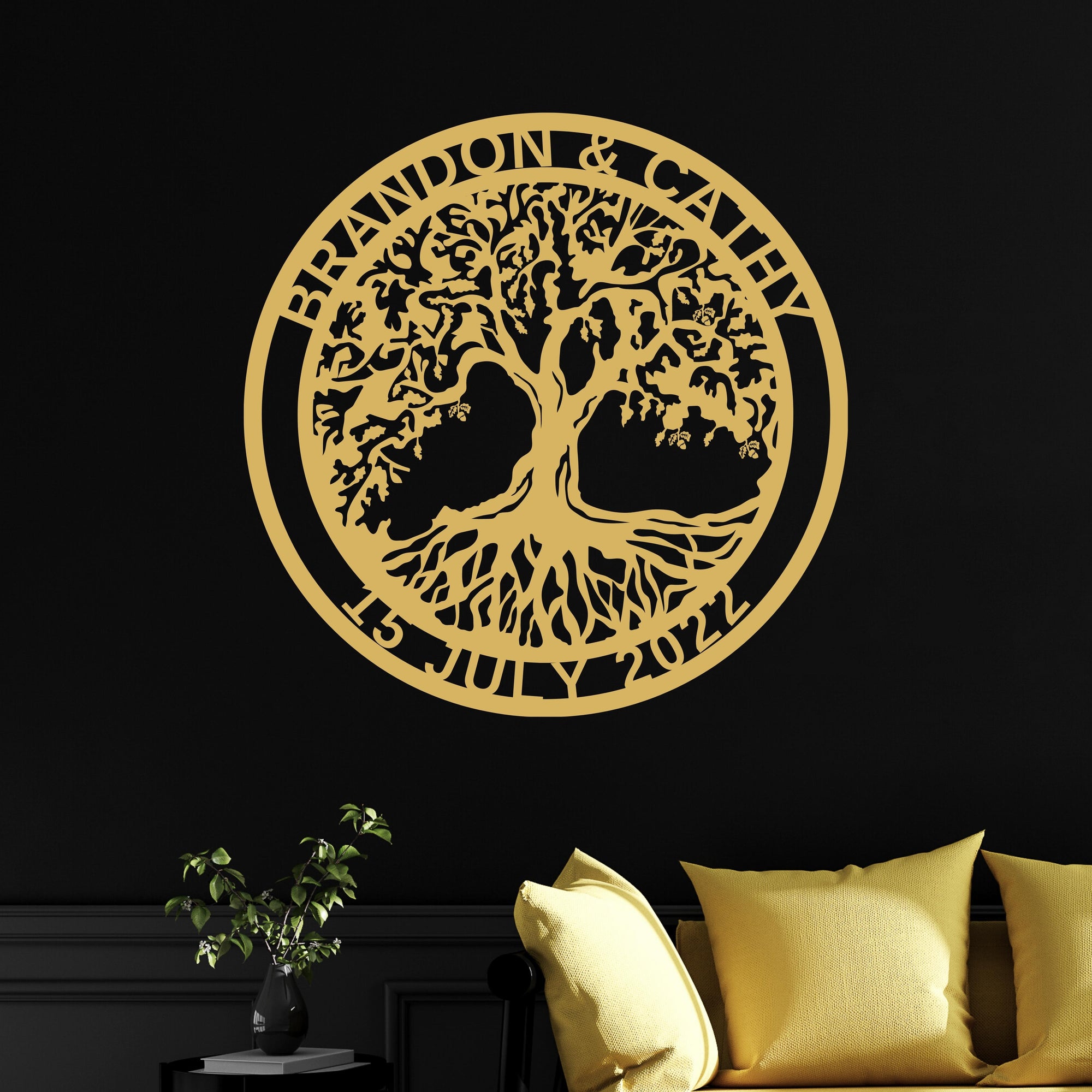 Custom Made Wooden/ Acrylic Last Name Tree Of Life Sign, Personalised Family Hoop Wall Display, Housewarming, Wedding, Anniversary, Birthday Party Signage, Photo Prop, Event, Engagement, Anniversary, Backdrop Decor