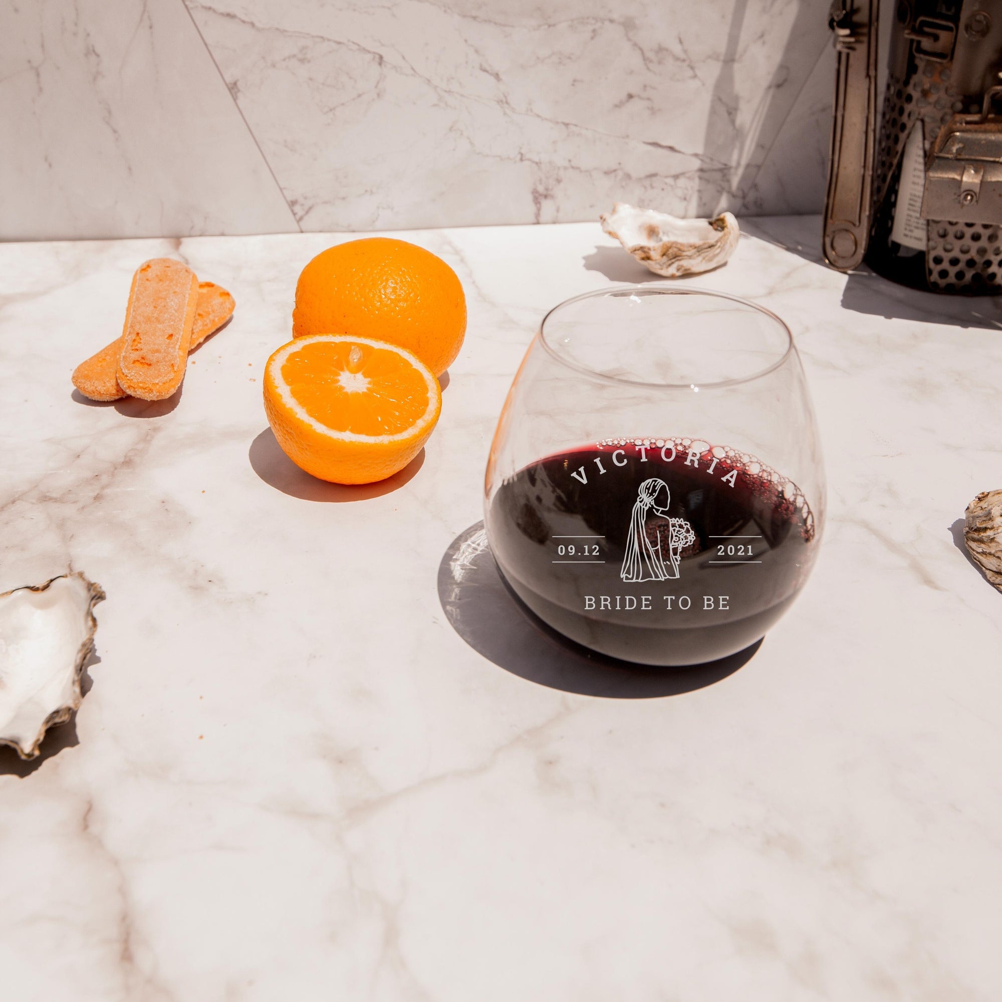 Personalised 720ml Stemless Wine Tumbler Glass, Laser Custom Engraved Champagne, Corporate/ Birthday, Housewarming Gift, Wedding Bridesmaid Favour