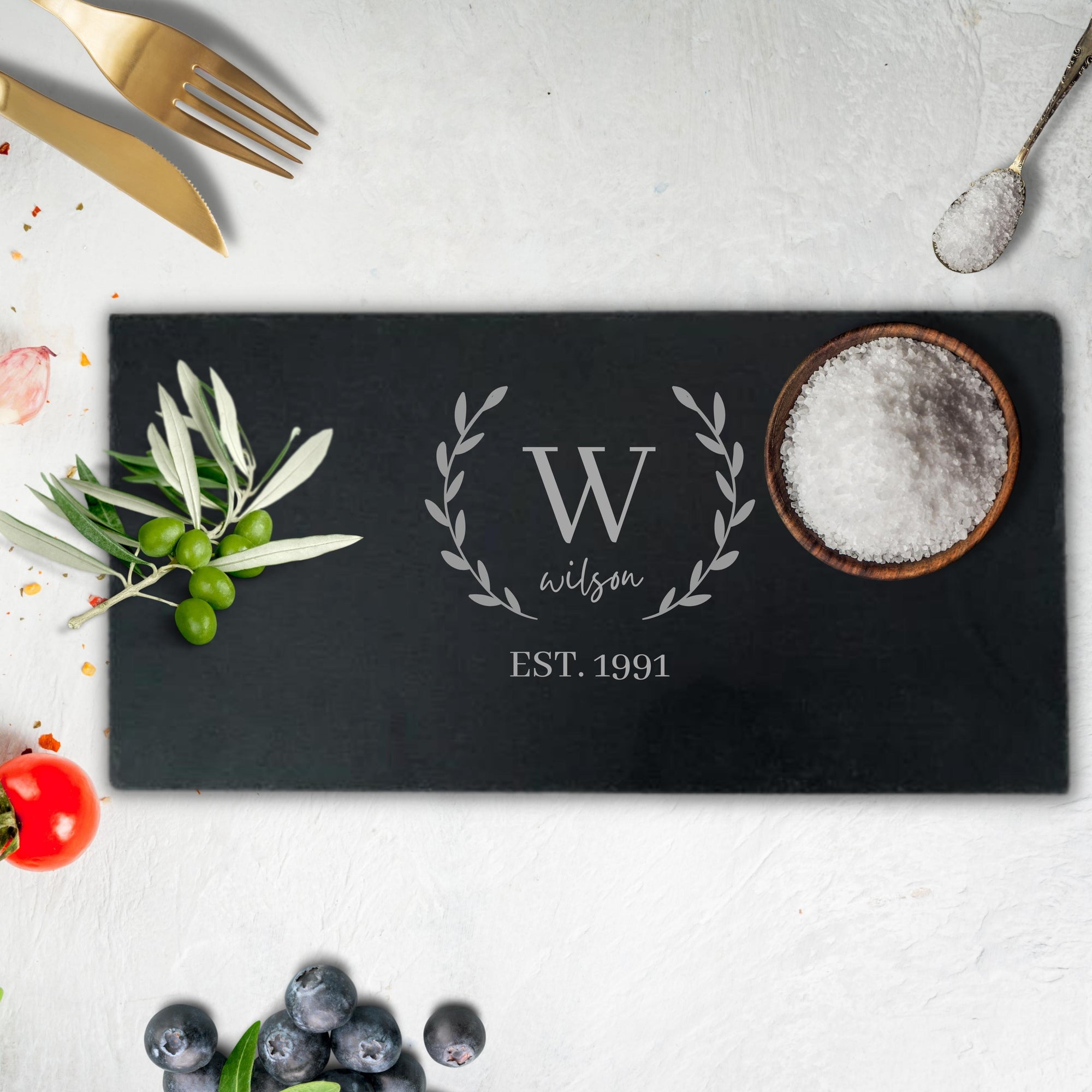 Personalised Long Rectangle Slate Serving Cheese Board, Custom Engraved Charcuterie Platter, Wedding, Anniversary, Corporate, Housewarming Gift