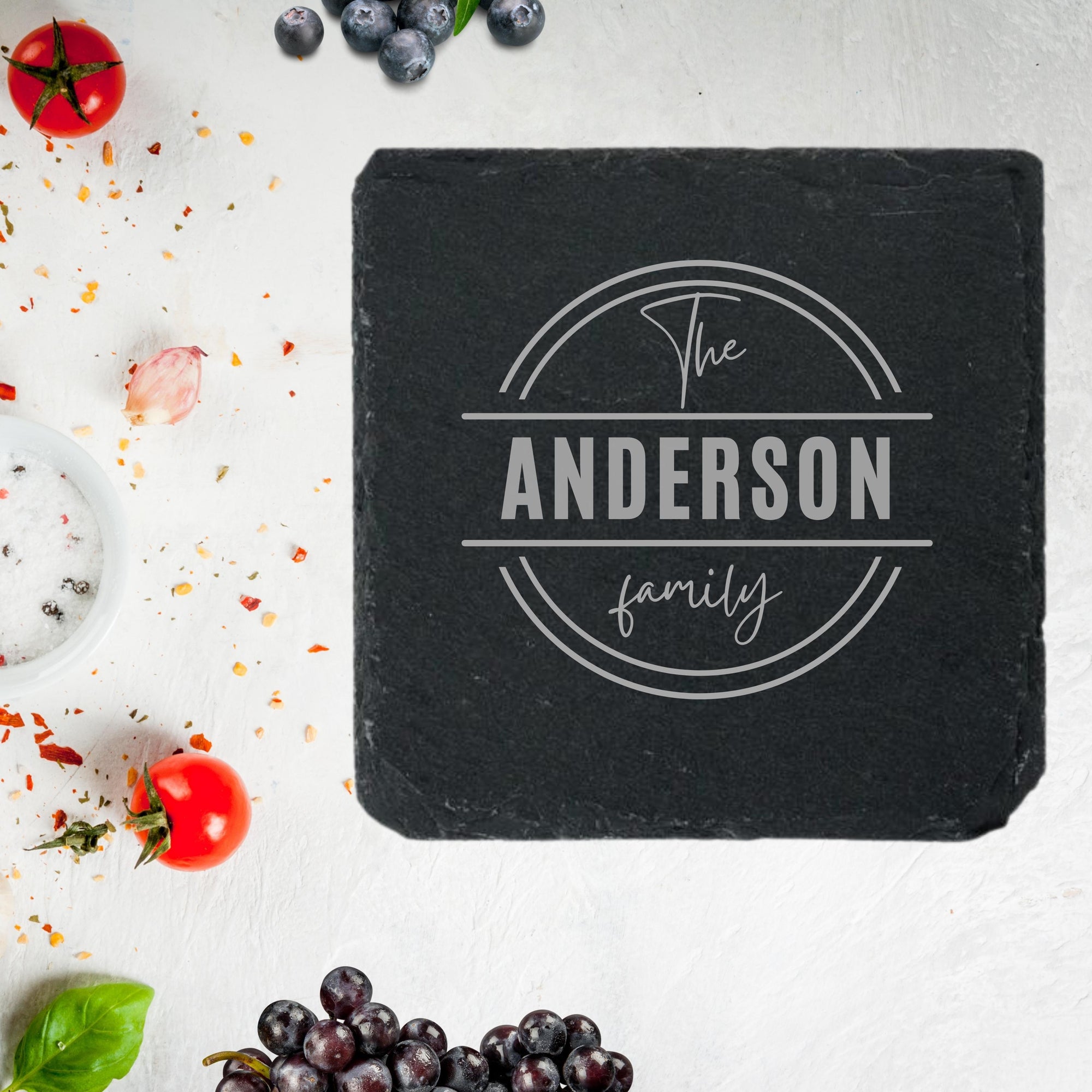 Personalised Square Slate Serving Cheese Board, Custom Engraved Charcuterie Platter, Wedding, Anniversary, Corporate, Housewarming Gift