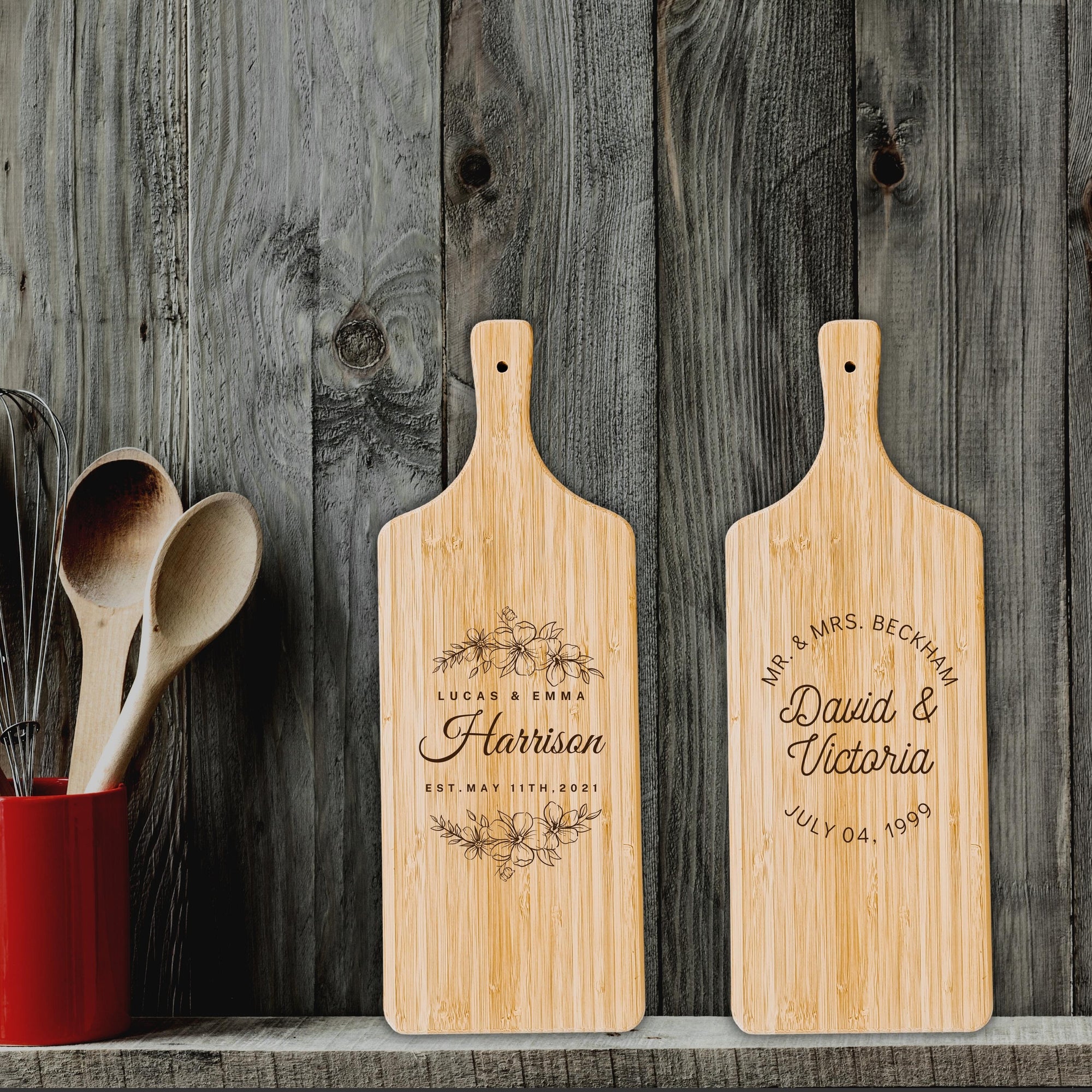 Personalised Bamboo Wooden Serving Cheese Handle Tray Cutting Board, Engraved Charcuterie Platter Custom Housewarming Mothers Day Nanny Gift