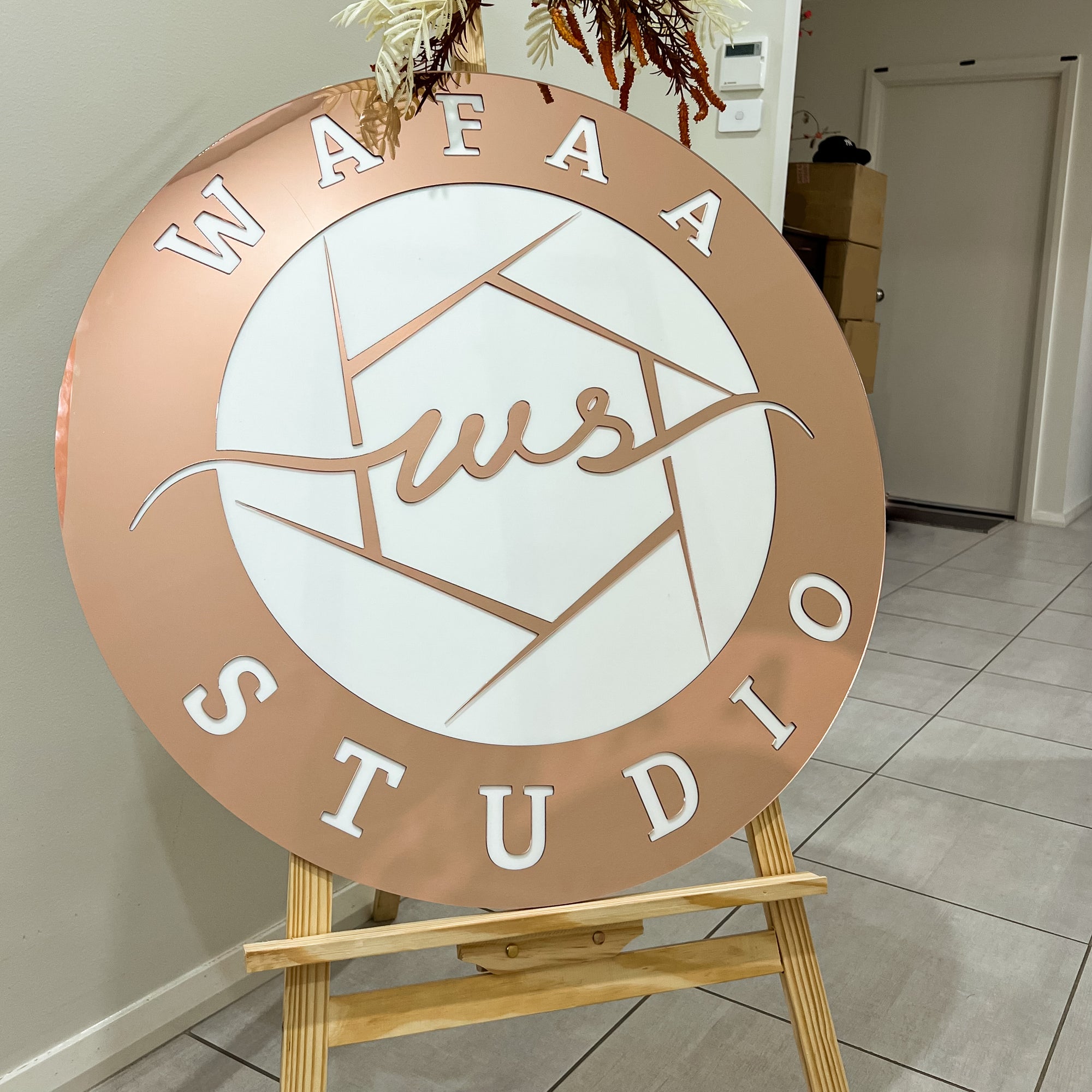 Acrylic 3D Double Layered Business Round Sign, Logo Plaque