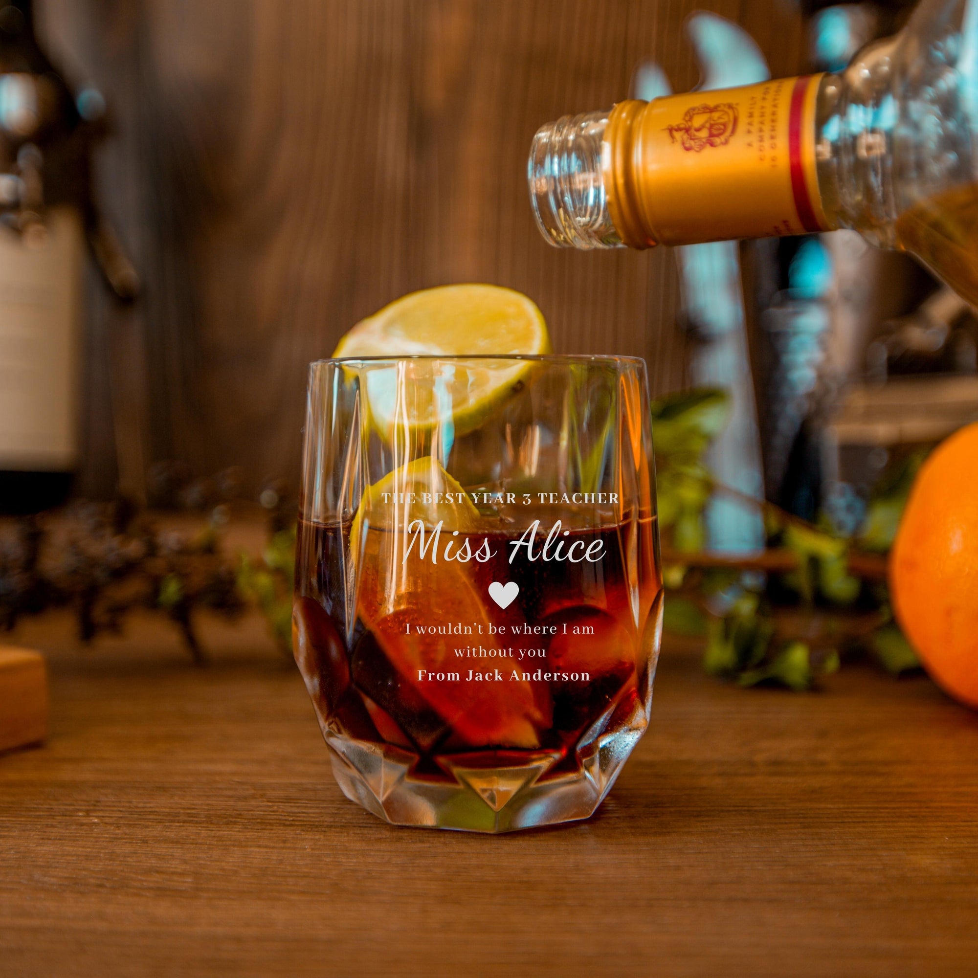 Engraved Italian Cocktail/ Whiskey/ Spirits/ Water 350ml Crystal Glass, Personalised Custom Monogram Tumbler, Housewarming/ Groomsmen Gift