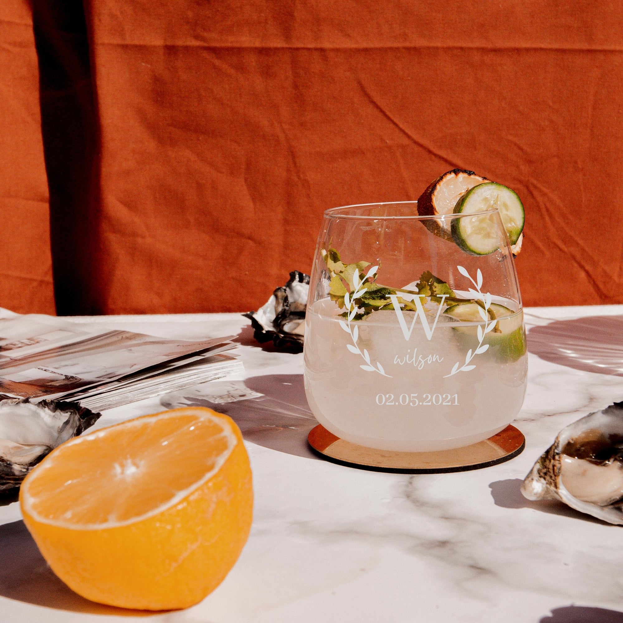 Personalised 360ml Glass, Laser Engraved Cocktail Soft Drink/ Wine Whiskey Glasses, Corporate Housewarming Wedding Bridesmaid Groomsmen Gift