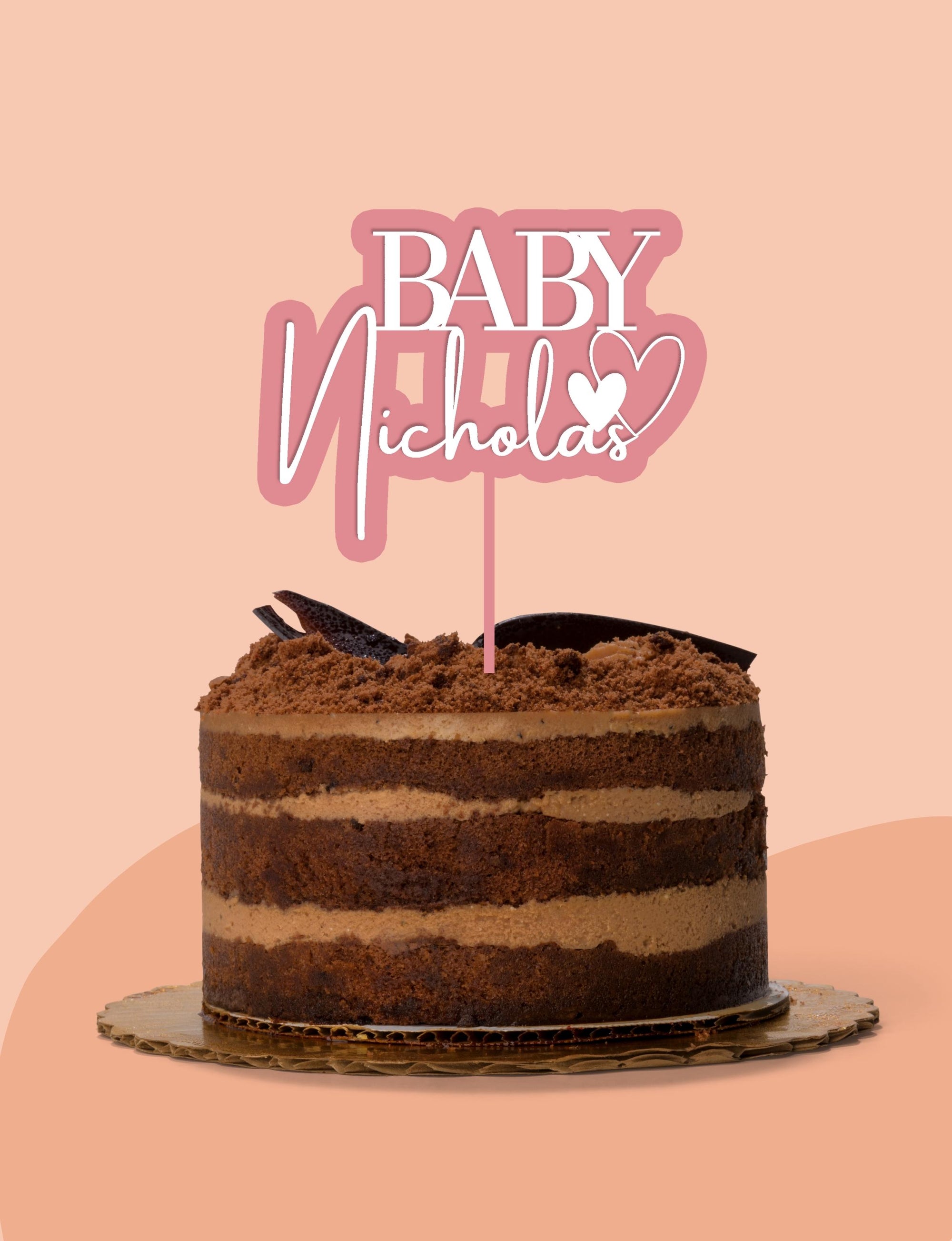 Personalised 3D Acrylic Double Layered Baby Name - Birthday Cake Topper, Shadow Effect, Custom Cut Out Joint Name, Wedding/ Celebration/ Event Party Decor Supply Toppers