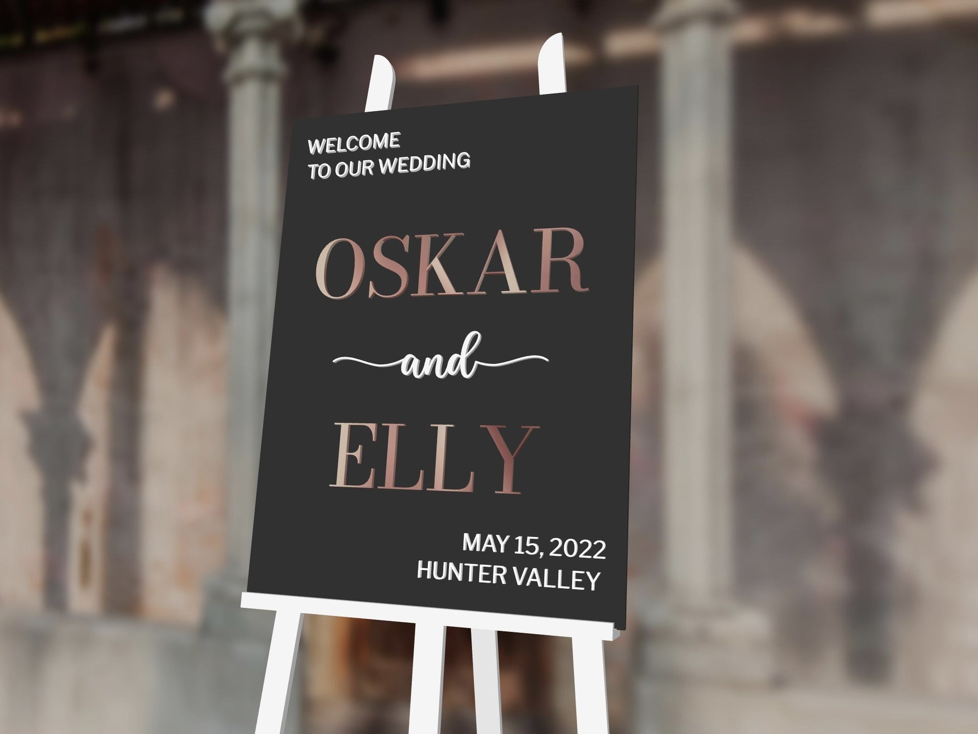 Acrylic 3D Welcome Wedding Vertical Signage - Style 2