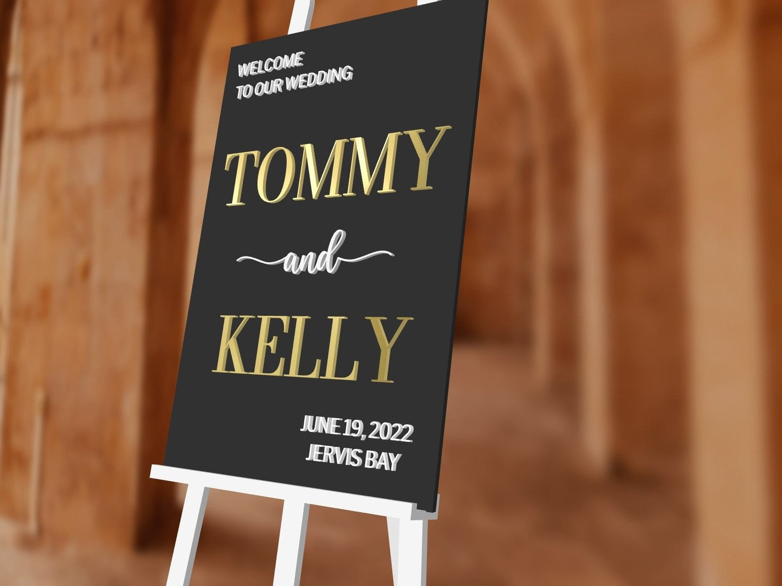 Acrylic 3D Welcome Wedding Vertical Signage - Style 2