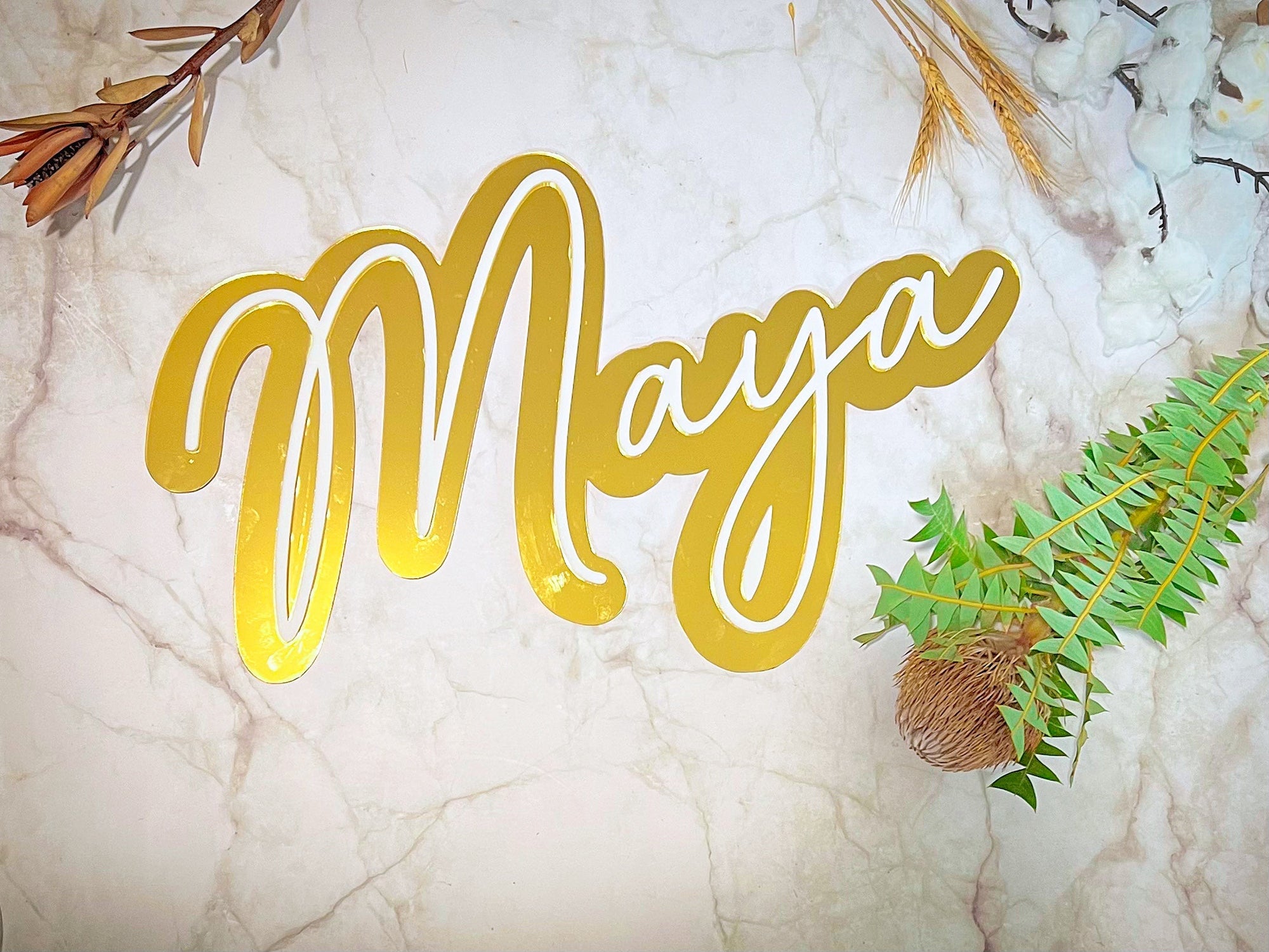 Custom Acrylic 3D Double Layered Name Sign, Personalised Rose/ Gold Mirror Names, Ceremony/ Event/ Baby Shower/ Christian/ Baptism Birthday Signage 