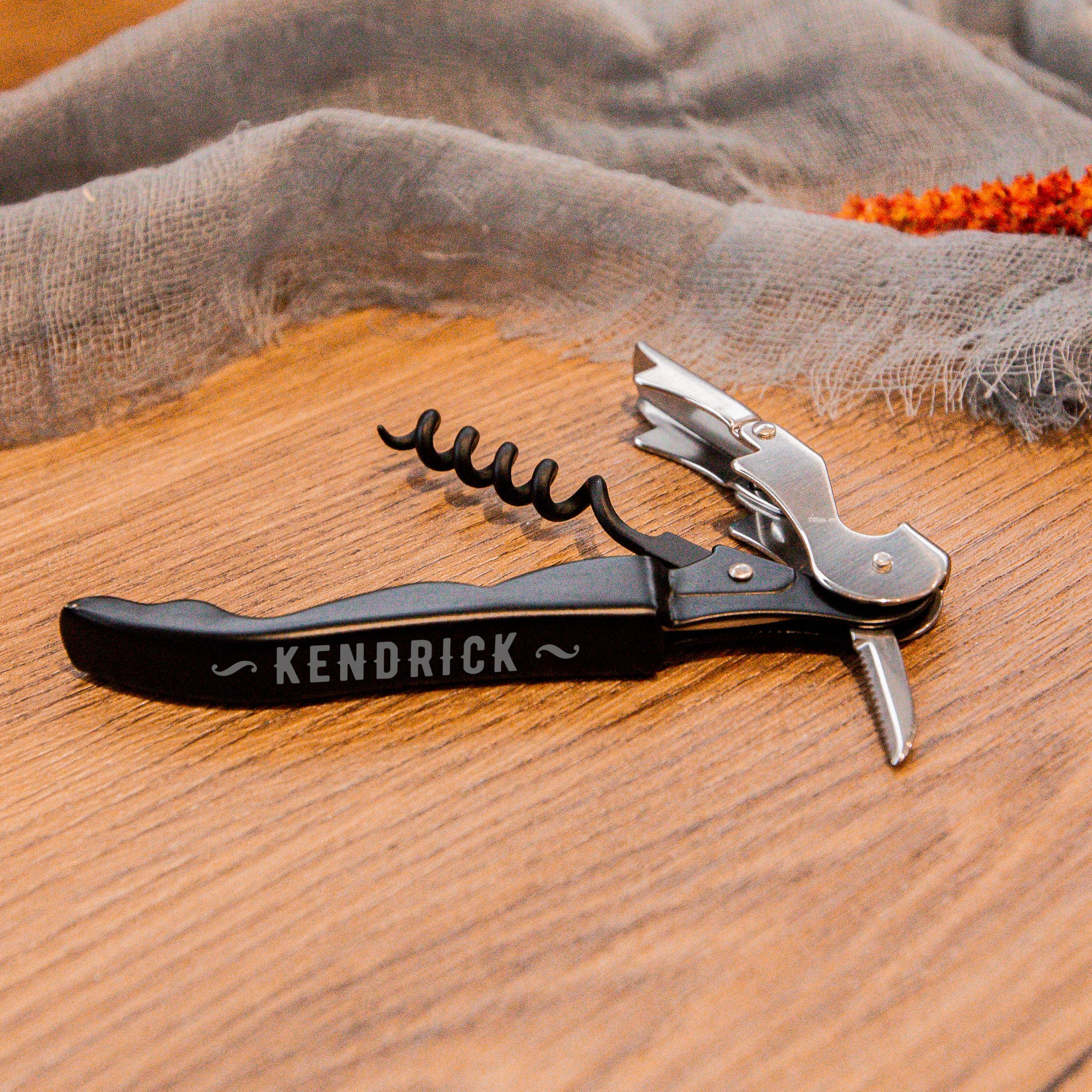 Personalised Engraved Corkscrew Wine Bottle Opener, Engraved Multitool Utility Knife, Custom Logo Corporate Gift, Wedding Favour, Groomsman/ Father's Day Gift for Him, Christmas/ Teacher Present