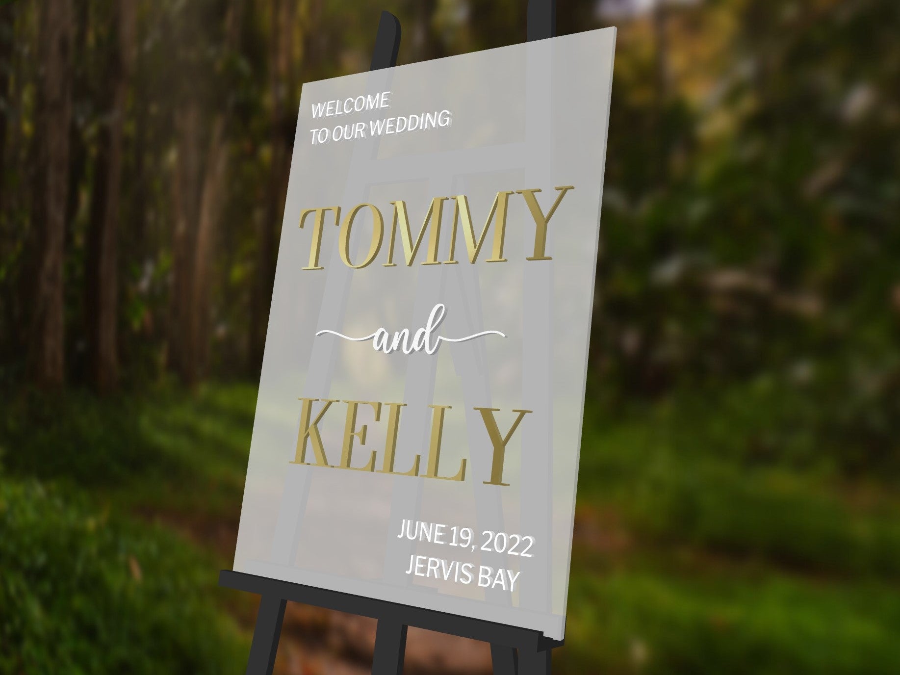 Acrylic 3D Welcome Wedding Vertical Signage - Style 2