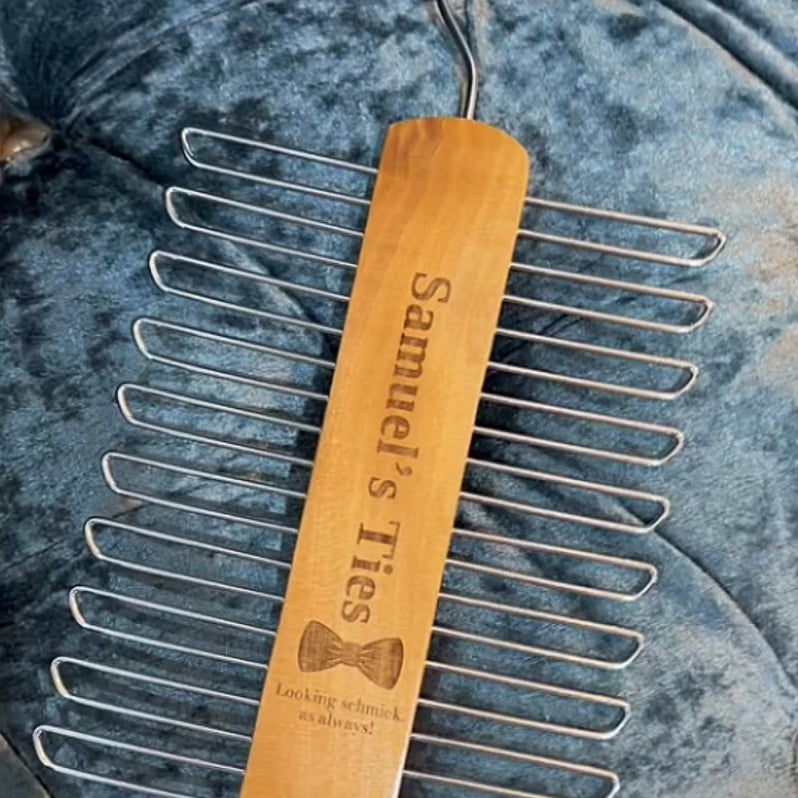 Personalised Wooden Tie & Belt Hanger,  Custom Laser Engraved Wardrobe Organiser, Gift for Dad/ Teacher/ Grandpa/ Him Groomsman Father's Day