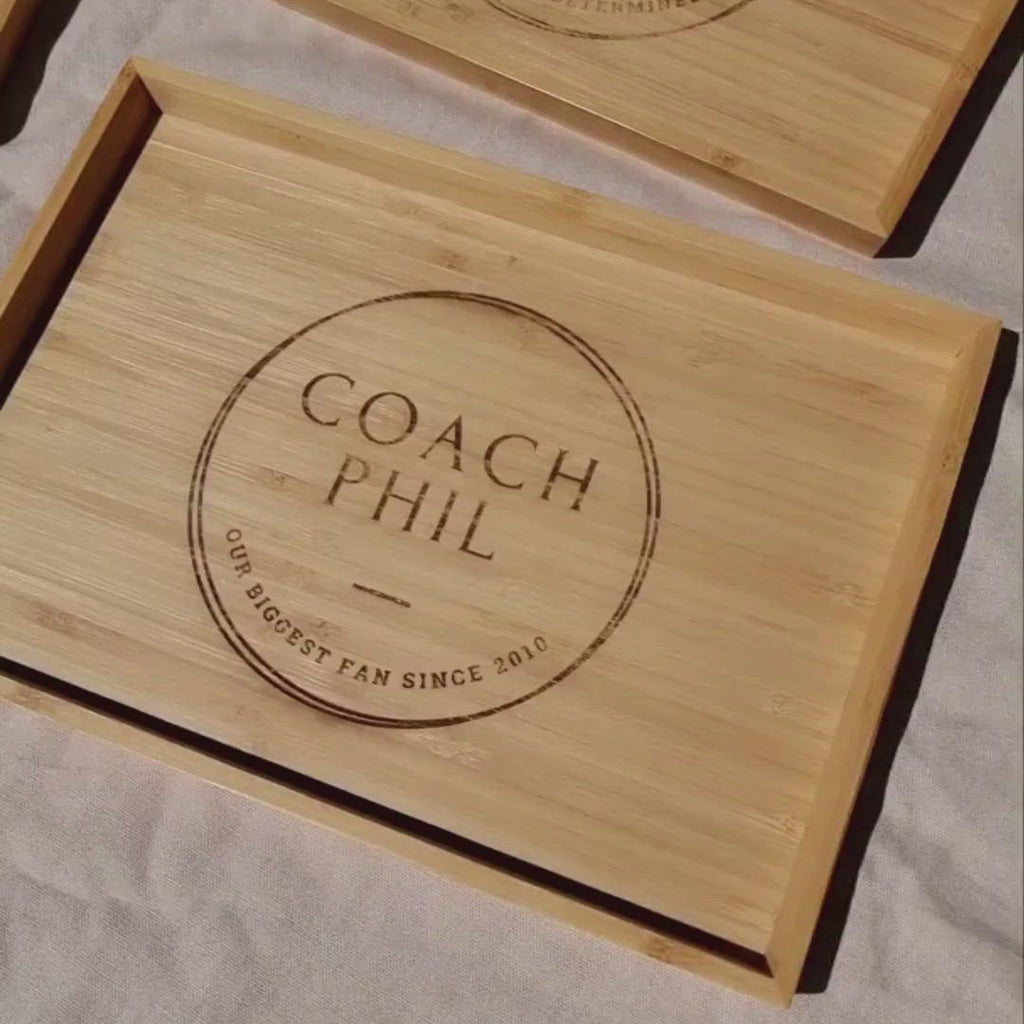 25 x 33cm Personalised Bamboo Wooden Charcuterie Serving Tray, Engraved Platter, catchall tray, Catch Organiser, Desk Accessories