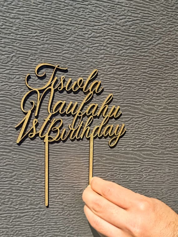 Personalised Birthday MDF/ Mirror Acrylic Cake Topper, Cut Out Custom Joint Name &amp; Age, Wedding/ Celebration/ Event Party Decor Supply Toppers