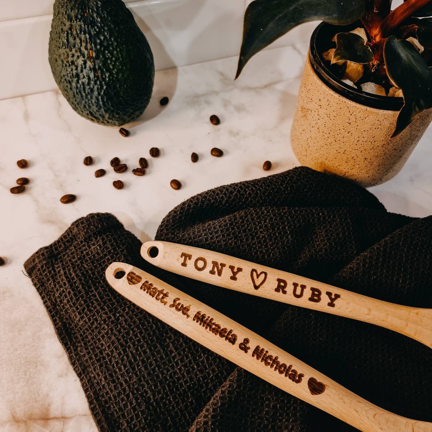 Personalised Wooden Mixing Spoon, Custom Laser Engraved Timber Spatulas Utensils Cooking, Wedding/ Bridal Shower/ Birthday Anniversary Gift