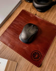 Personalised Genuine Leather Mouse Pad/ Mat, Monogram Custom Engraved Real Leather Office Desk Accessories / Gift for Him/ Father/ Groomsmen