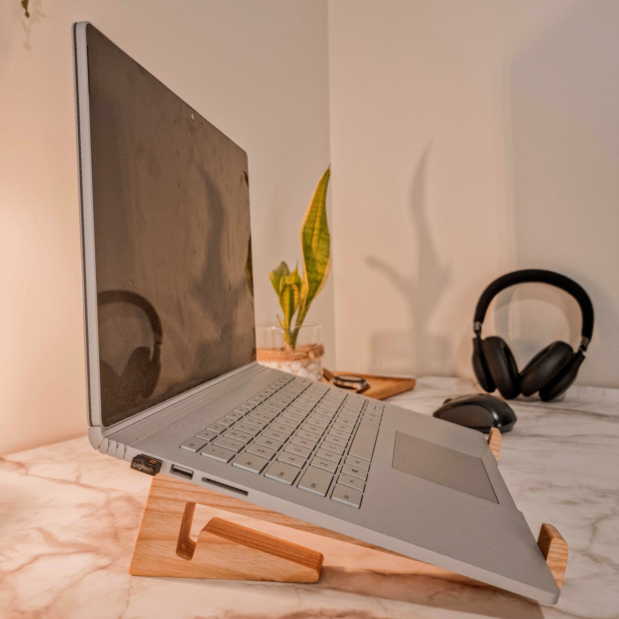 Personalised Portable Wooden Laptop Riser / Notebook, Macbook Wood Stand Holder / Custom Engraved Timber Office Desk Organizer -12-15.6 inch