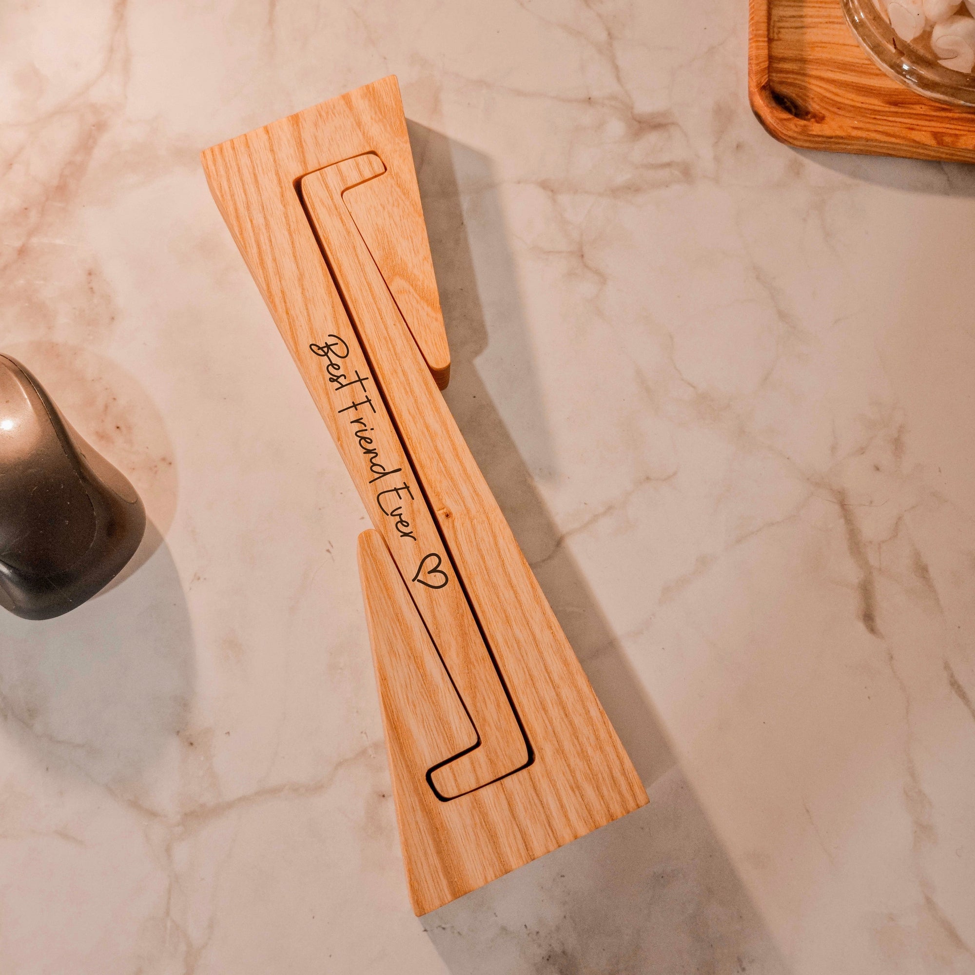 Personalised Portable Wooden Laptop Riser / Notebook, Macbook Wood Stand Holder / Custom Engraved Timber Office Desk Organizer -12-15.6 inch