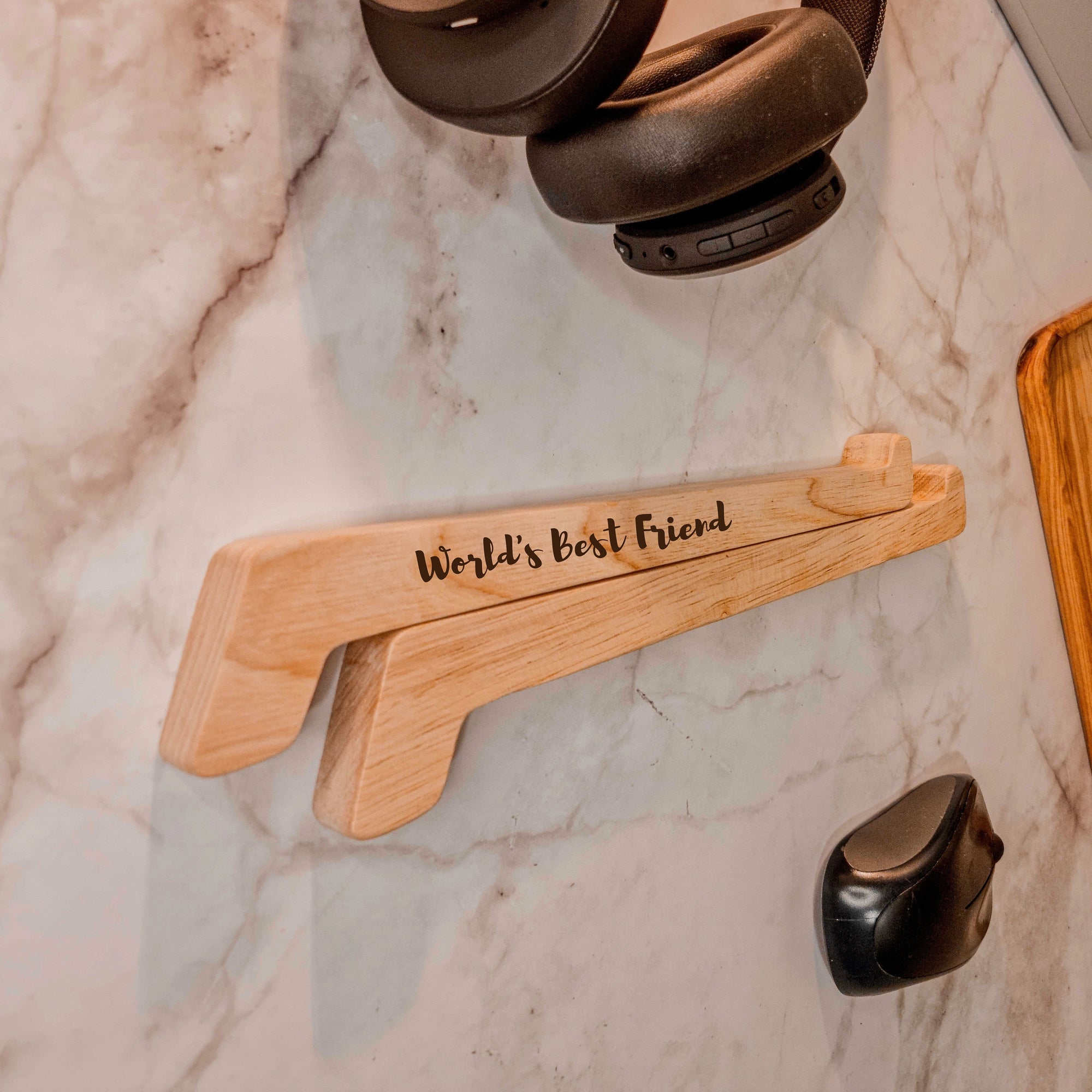 Personalised Portable Wooden Laptop Riser/ Notebook, Macbook Wood Stand Holder / Custom Engraved Office Desk Organiser/ Work From Home/ Gift 13 inch