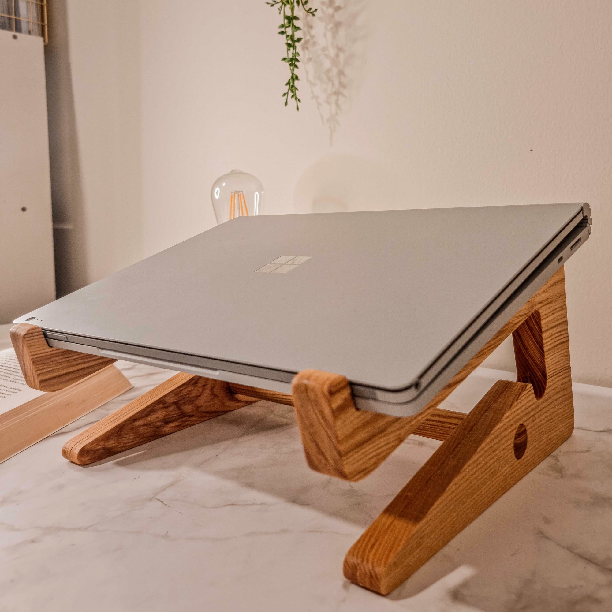Personalised Portable Wooden Laptop Riser/ Notebook, Macbook Wood Stand Holder / Custom Engraved Office Organizer/ Work From Home - 12-15.6