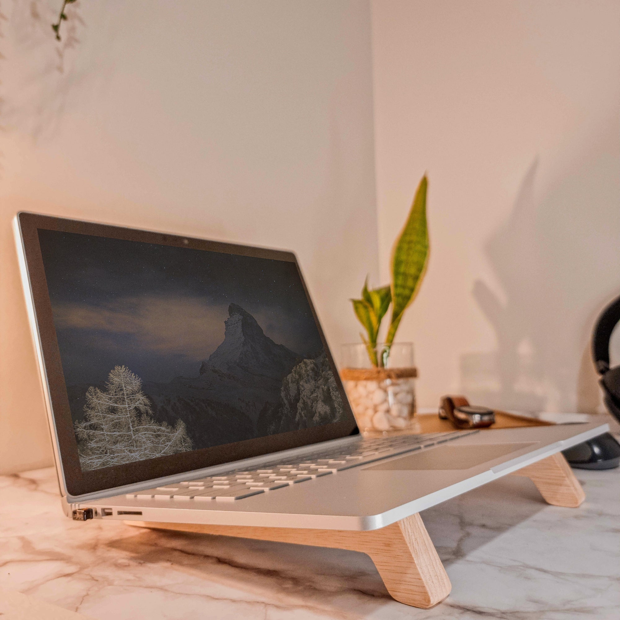 Personalised Portable Wooden Laptop Riser/ Notebook, Macbook Wood Stand Holder / Custom Engraved Office Desk Organiser/ Work From Home/ Gift 13 inch