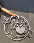 Personalised Wooden Home Welcome Wall Hanging Hoop, Wedding/ Engagement/ Event Party Decor 30-90cm Custom Engraved House Warming Gift